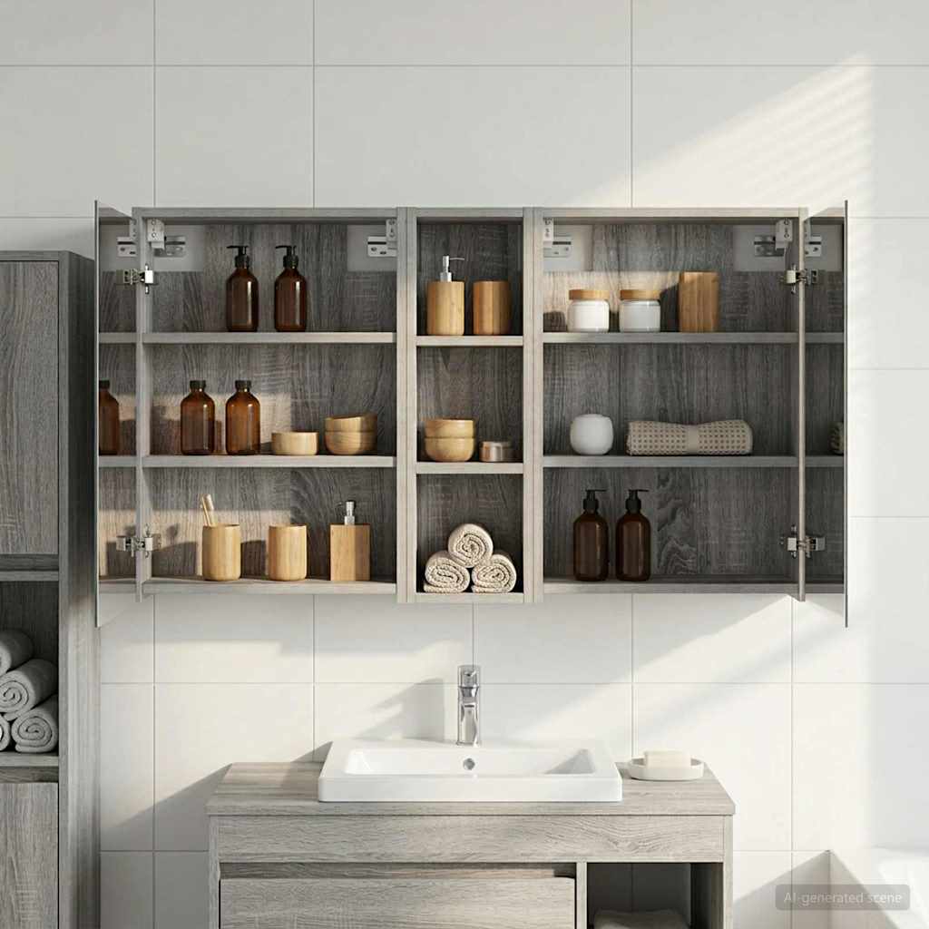 Badkamerkastenset voor 3 pcs 106 x 16 x 62,5 cm Bewerkt hout is nu te koop bij PeponiXL, paradijselijk wonen!