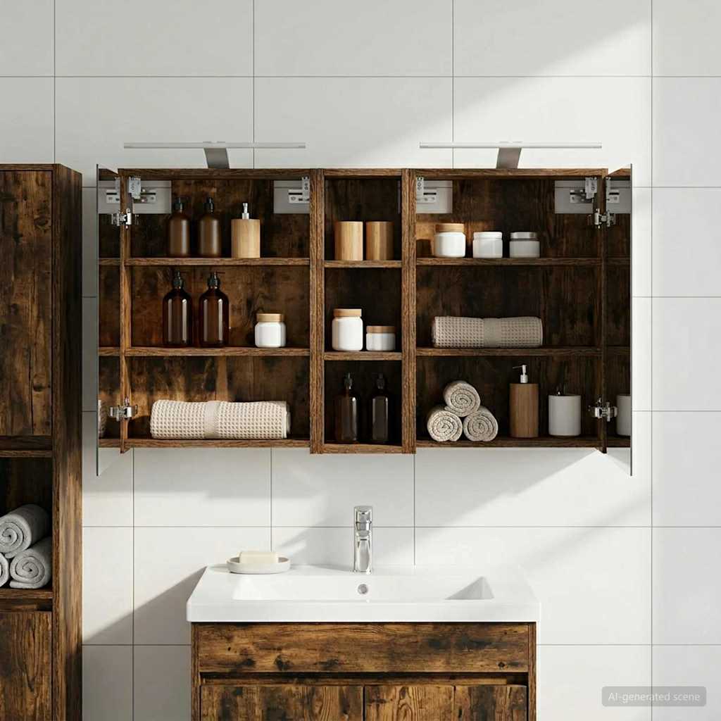 Badkamerkastenset voor 3 pcs 106 x 16 x 62,5 cm Bewerkt hout is nu te koop bij PeponiXL, paradijselijk wonen!