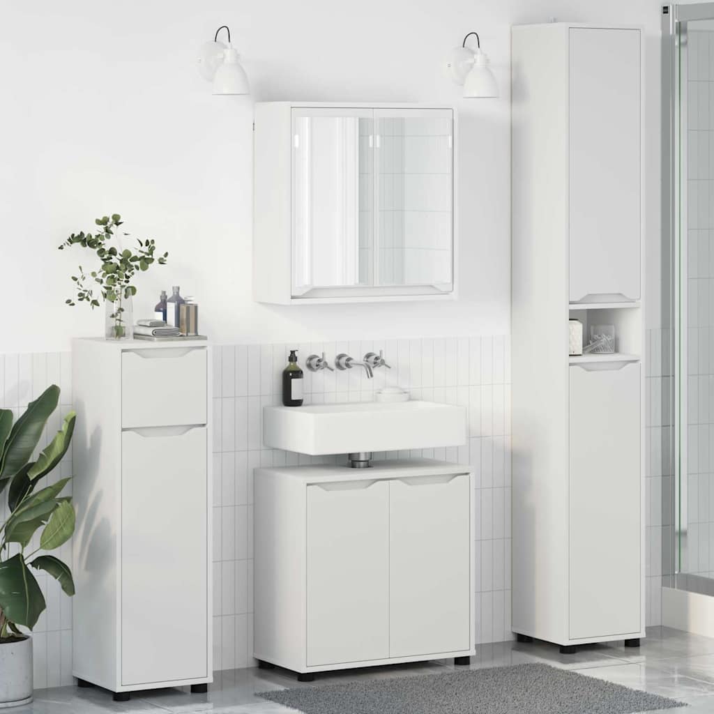 Badkamermeubelset met lade met plank 4 pcs Wit Bewerkt hout is nu te koop bij PeponiXL, paradijselijk wonen!