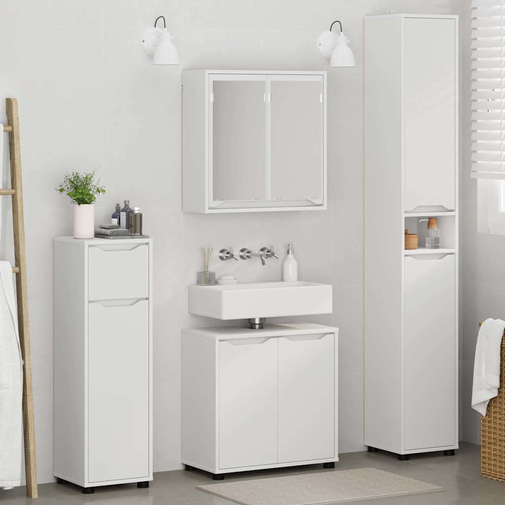 Badkamermeubelset met lade met plank 4 pcs Wit Bewerkt hout is nu te koop bij PeponiXL, paradijselijk wonen!