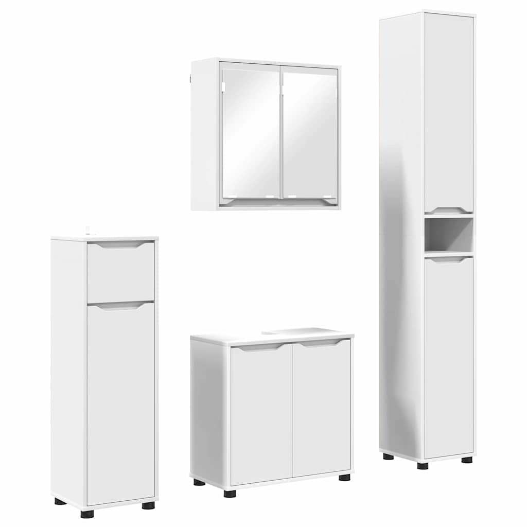 Badkamermeubelset met lade met plank 4 pcs Wit Bewerkt hout is nu te koop bij PeponiXL, paradijselijk wonen!