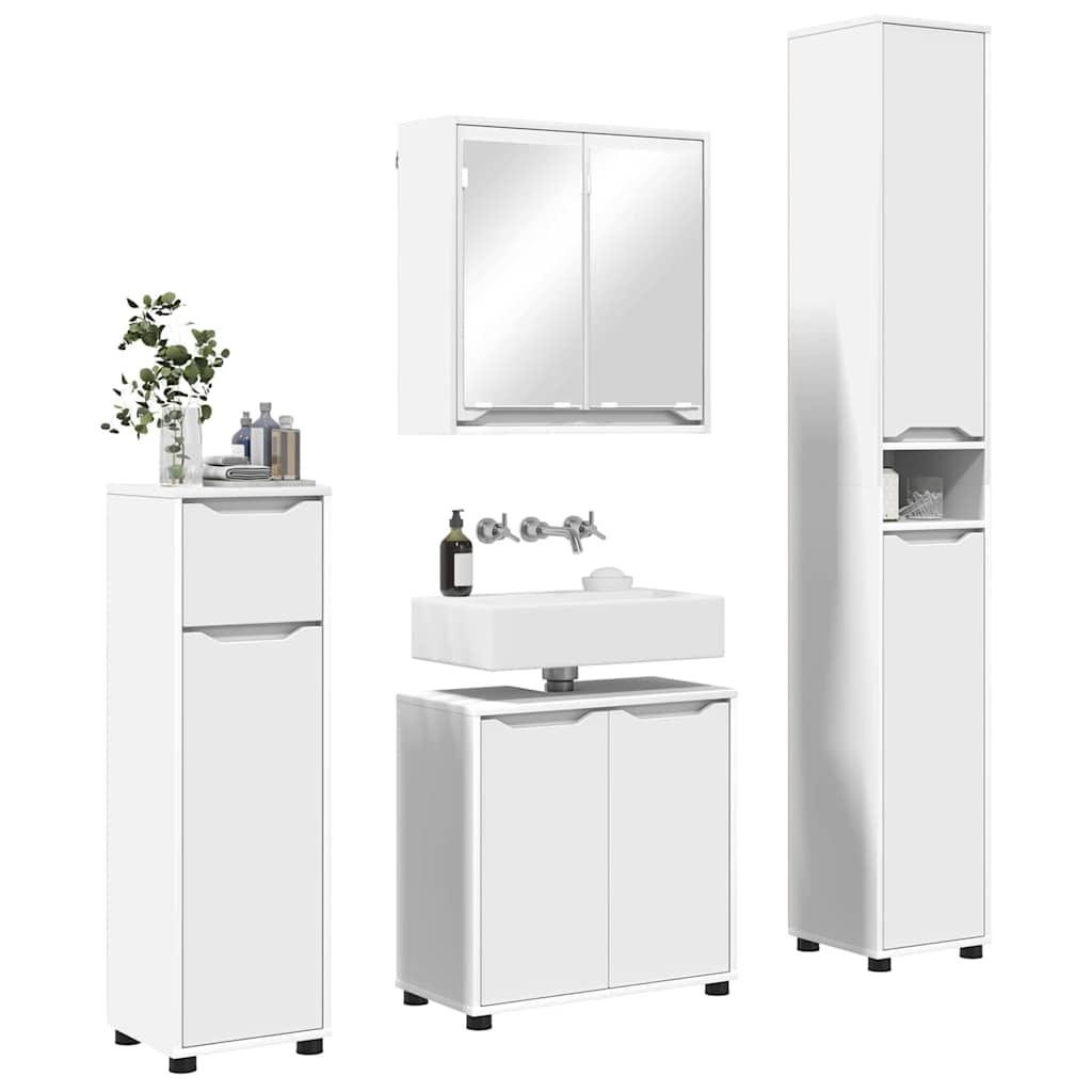Badkamermeubelset met lade met plank 4 pcs Wit Bewerkt hout is nu te koop bij PeponiXL, paradijselijk wonen!