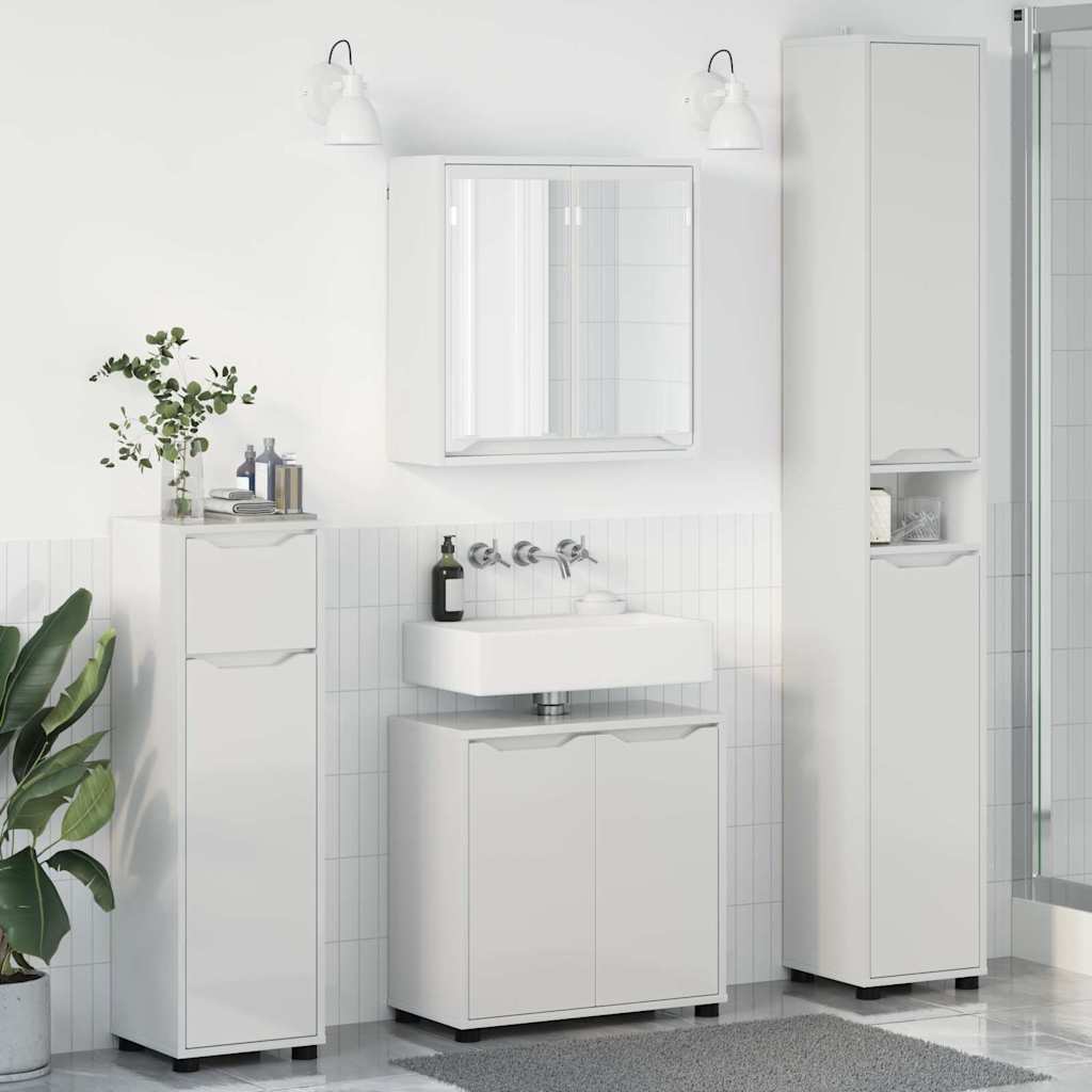 Badkamermeubelset met lade 4 pcs Hoogglans wit Bewerkt hout is nu te koop bij PeponiXL, paradijselijk wonen!