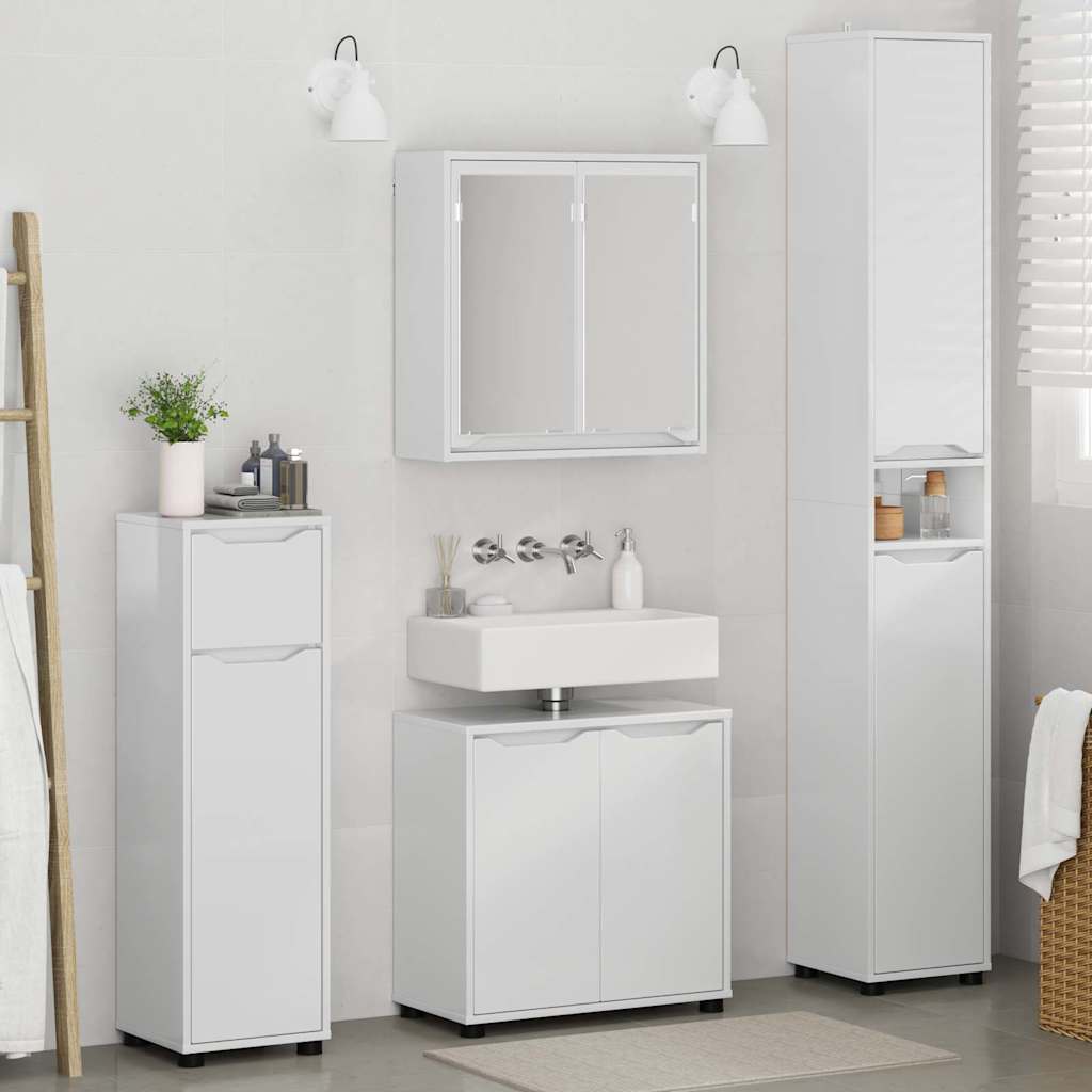 Badkamermeubelset met lade 4 pcs Hoogglans wit Bewerkt hout is nu te koop bij PeponiXL, paradijselijk wonen!