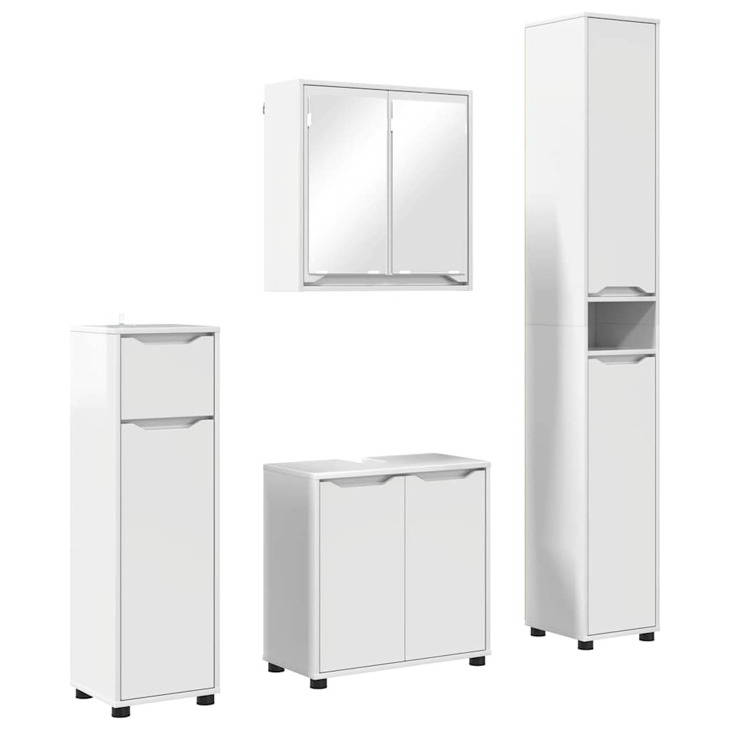 Badkamermeubelset met lade 4 pcs Hoogglans wit Bewerkt hout is nu te koop bij PeponiXL, paradijselijk wonen!