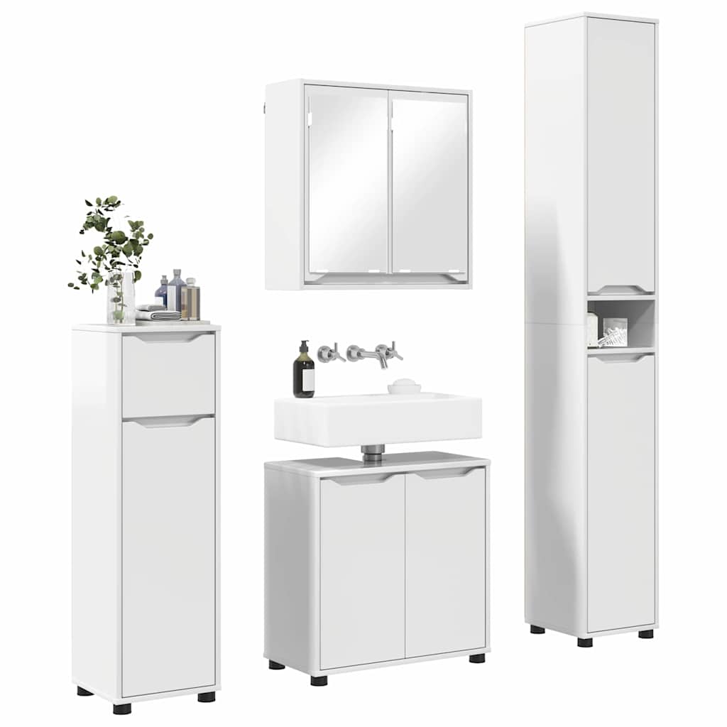 Badkamermeubelset met lade 4 pcs Hoogglans wit Bewerkt hout is nu te koop bij PeponiXL, paradijselijk wonen!