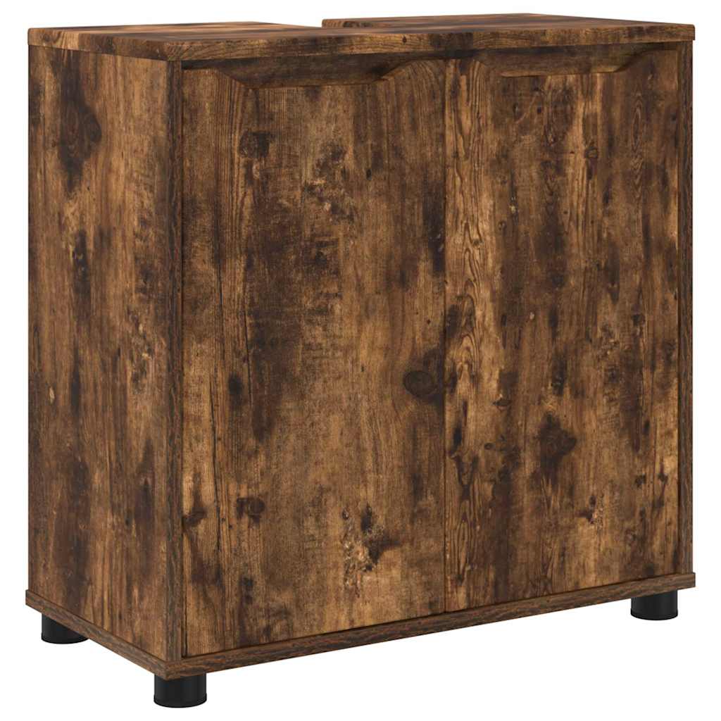 Badkamermeubelset met lade 4 pcs Gerookt eiken Bewerkt hout is nu te koop bij PeponiXL, paradijselijk wonen!