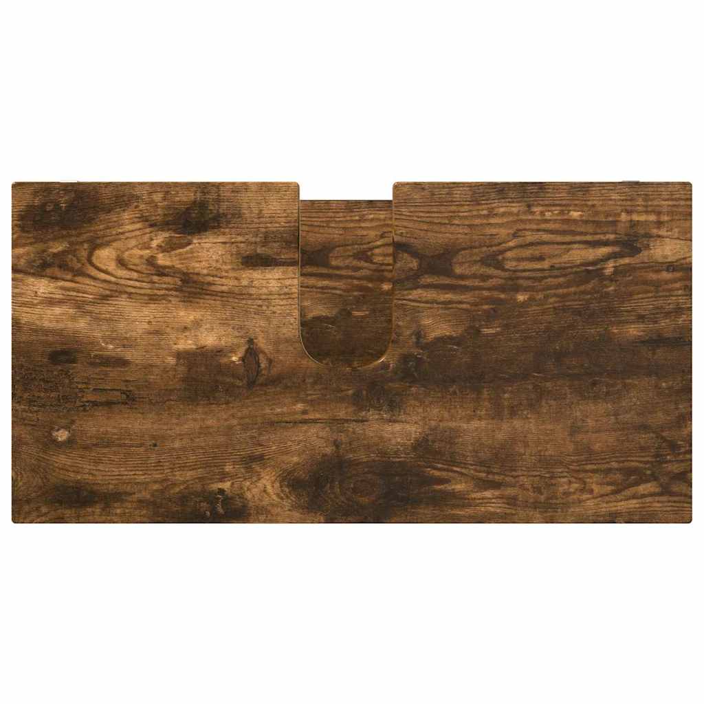 Badkamermeubelset met lade 4 pcs Gerookt eiken Bewerkt hout is nu te koop bij PeponiXL, paradijselijk wonen!