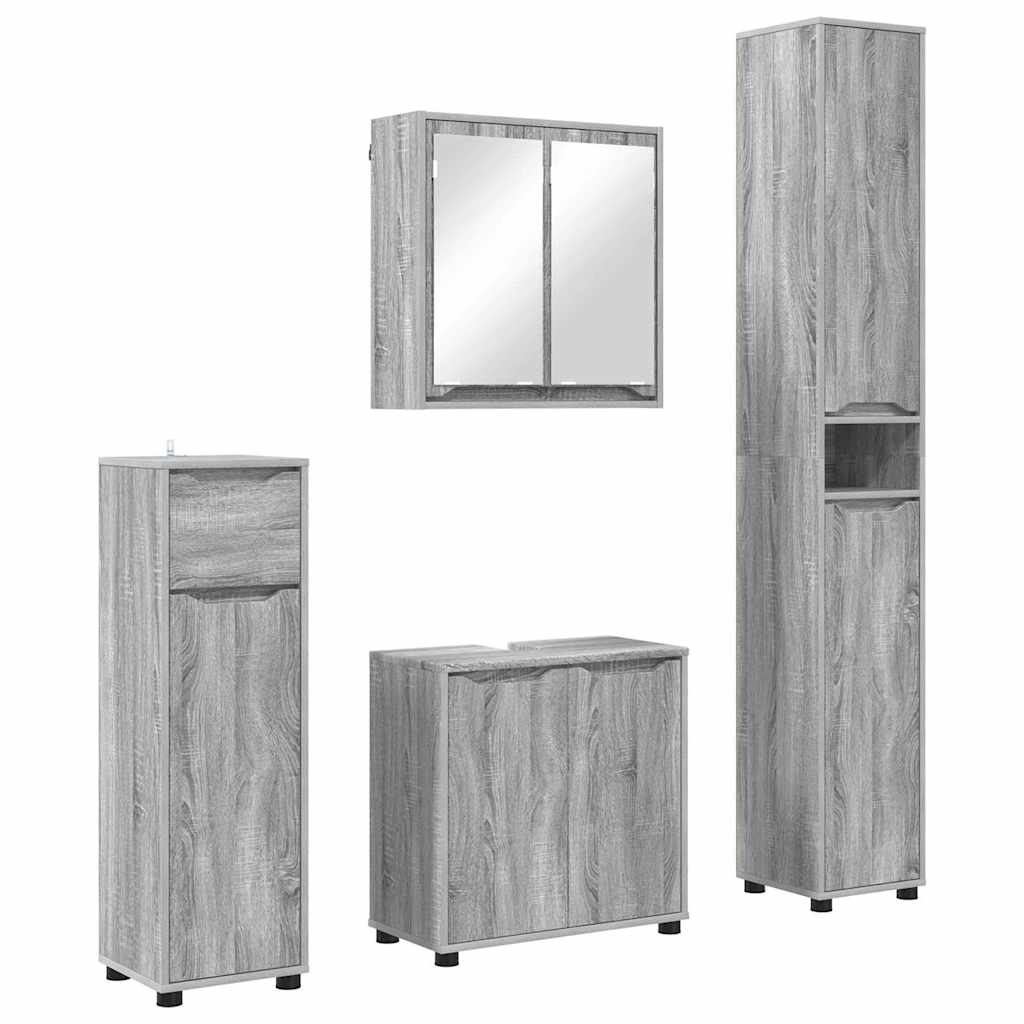 Badkamermeubelset met lade 4 pcs Grijs Sonoma Bewerkt hout is nu te koop bij PeponiXL, paradijselijk wonen!