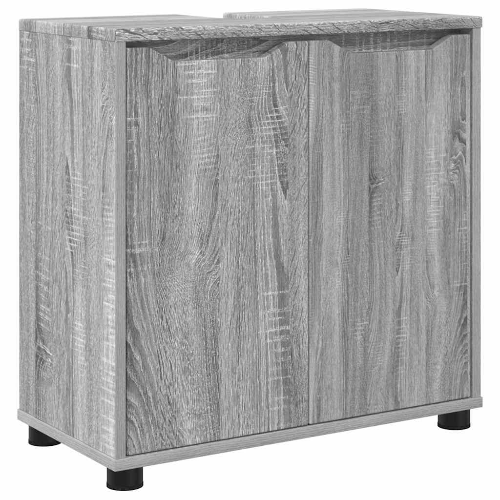 Badkamermeubelset met lade 4 pcs Grijs Sonoma Bewerkt hout is nu te koop bij PeponiXL, paradijselijk wonen!