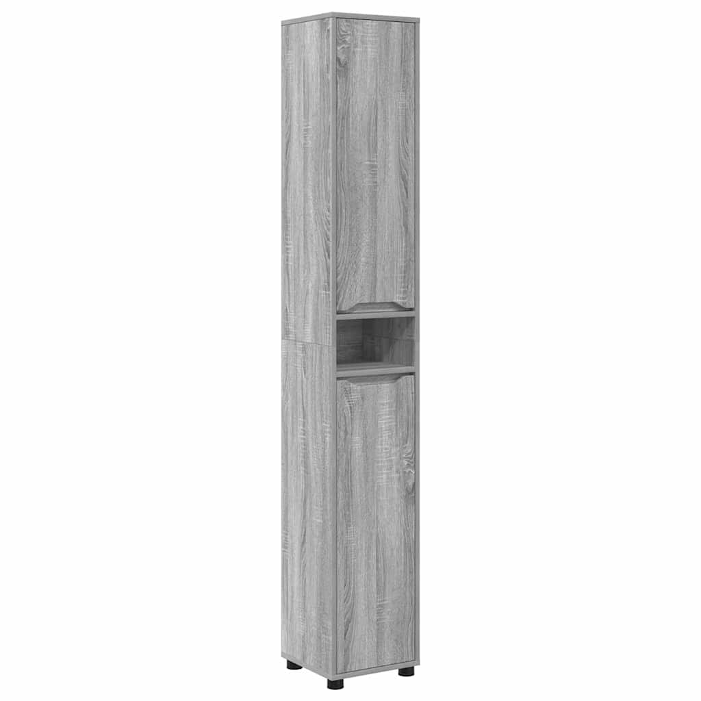 Badkamermeubelset met lade 4 pcs Grijs Sonoma Bewerkt hout is nu te koop bij PeponiXL, paradijselijk wonen!