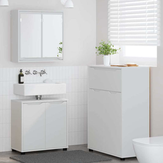 Badkamermeubelset met lade met plank 3 pcs Wit Bewerkt hout is nu te koop bij PeponiXL, paradijselijk wonen!