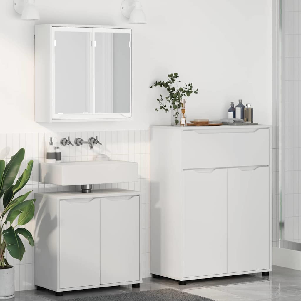 Badkamermeubelset met lade met plank 3 pcs Wit Bewerkt hout is nu te koop bij PeponiXL, paradijselijk wonen!
