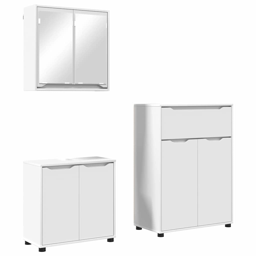 Badkamermeubelset met lade met plank 3 pcs Wit Bewerkt hout is nu te koop bij PeponiXL, paradijselijk wonen!