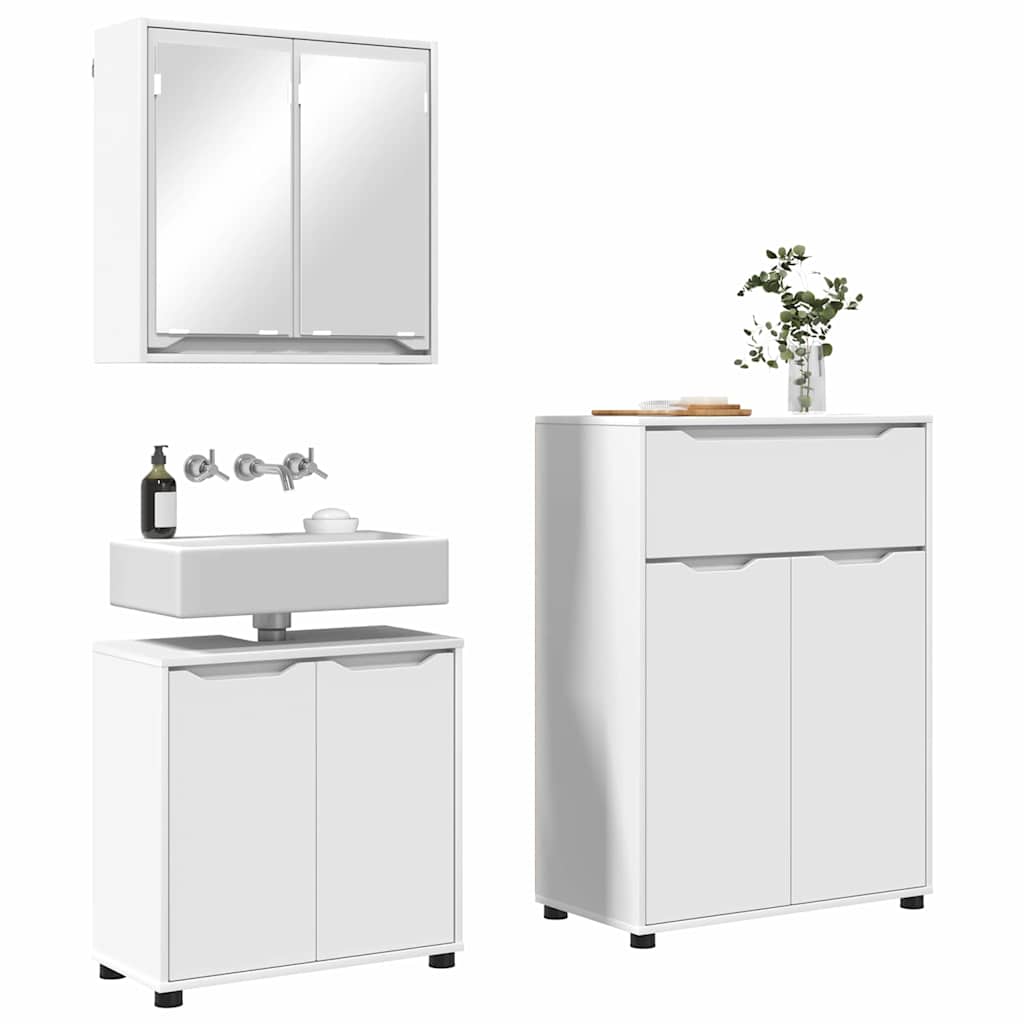 Badkamermeubelset met lade met plank 3 pcs Wit Bewerkt hout is nu te koop bij PeponiXL, paradijselijk wonen!