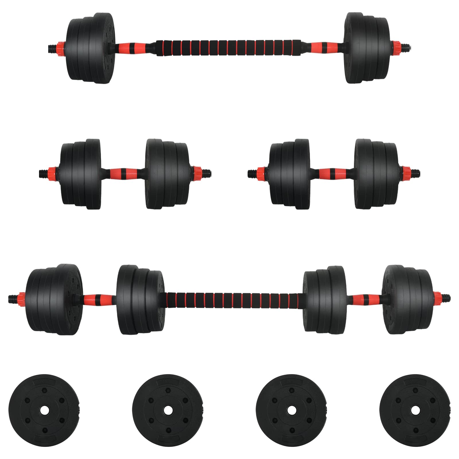 2-in-1 Halter Set 30kg Zwart en Rood Cement en ijzeren zand is nu te koop bij PeponiXL, paradijselijk wonen!