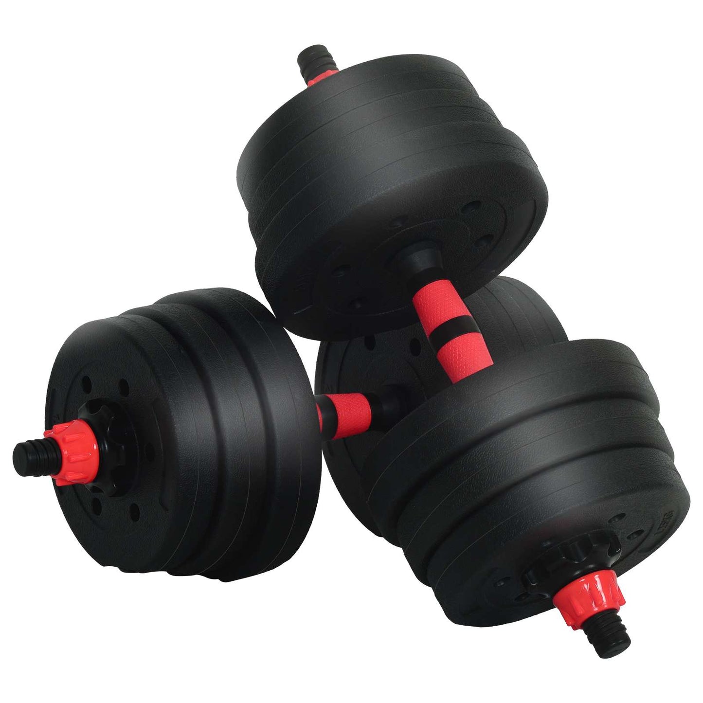 4-in-1 Halterset 30kg Zwart en Rood Cement en ijzeren zand is nu te koop bij PeponiXL, paradijselijk wonen!