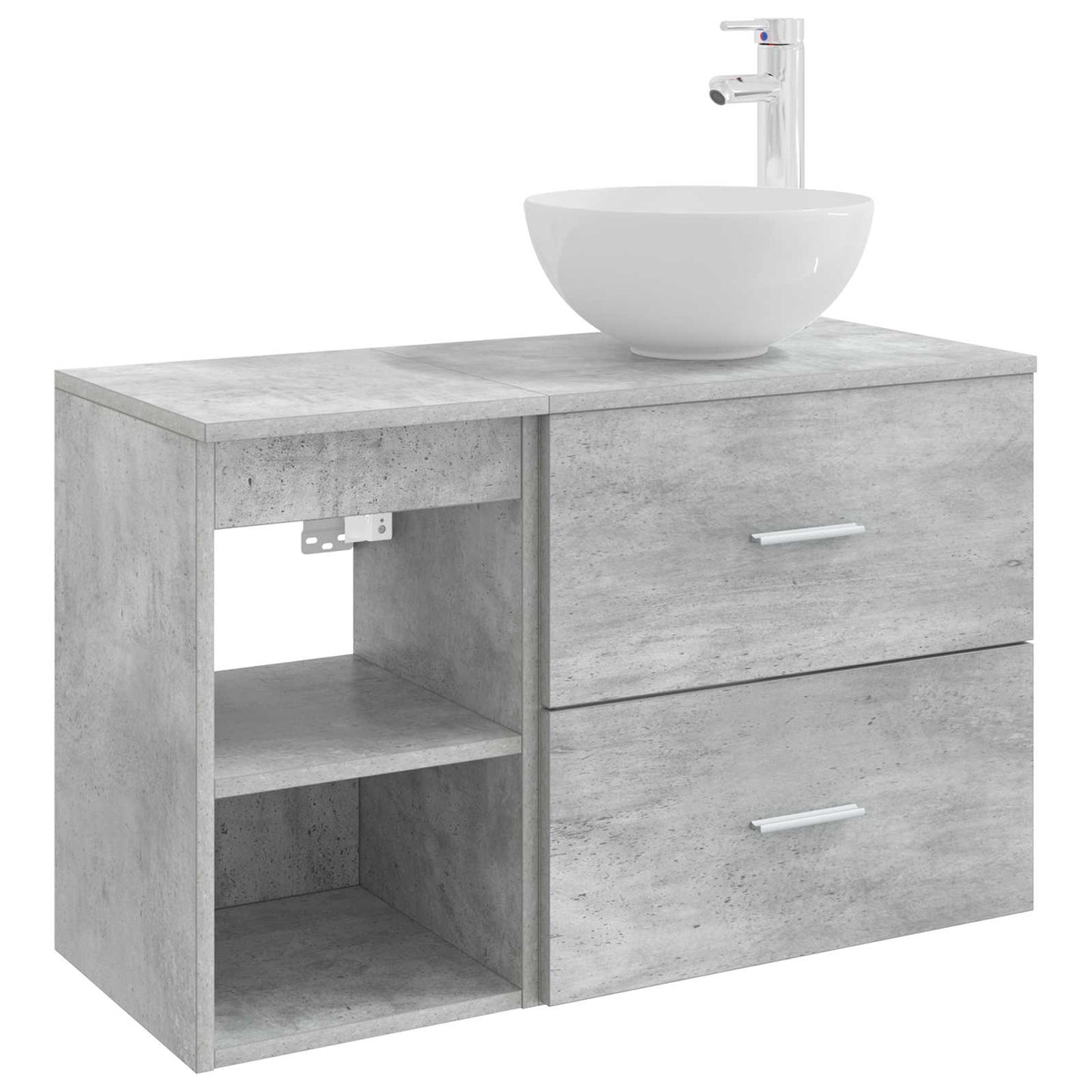 Badkamermeubelset 2 pcs Betongrijs Bewerkt hout is nu te koop bij PeponiXL, paradijselijk wonen!