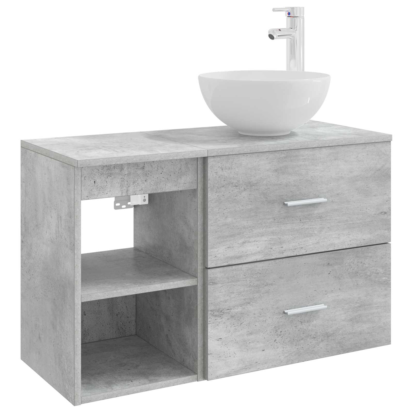 Badkamermeubelset 2 pcs Betongrijs Bewerkt hout is nu te koop bij PeponiXL, paradijselijk wonen!