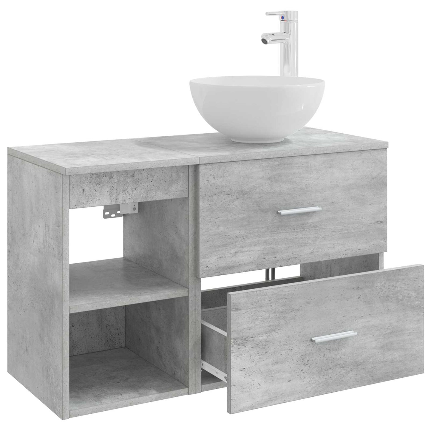 Badkamermeubelset 2 pcs Betongrijs Bewerkt hout is nu te koop bij PeponiXL, paradijselijk wonen!