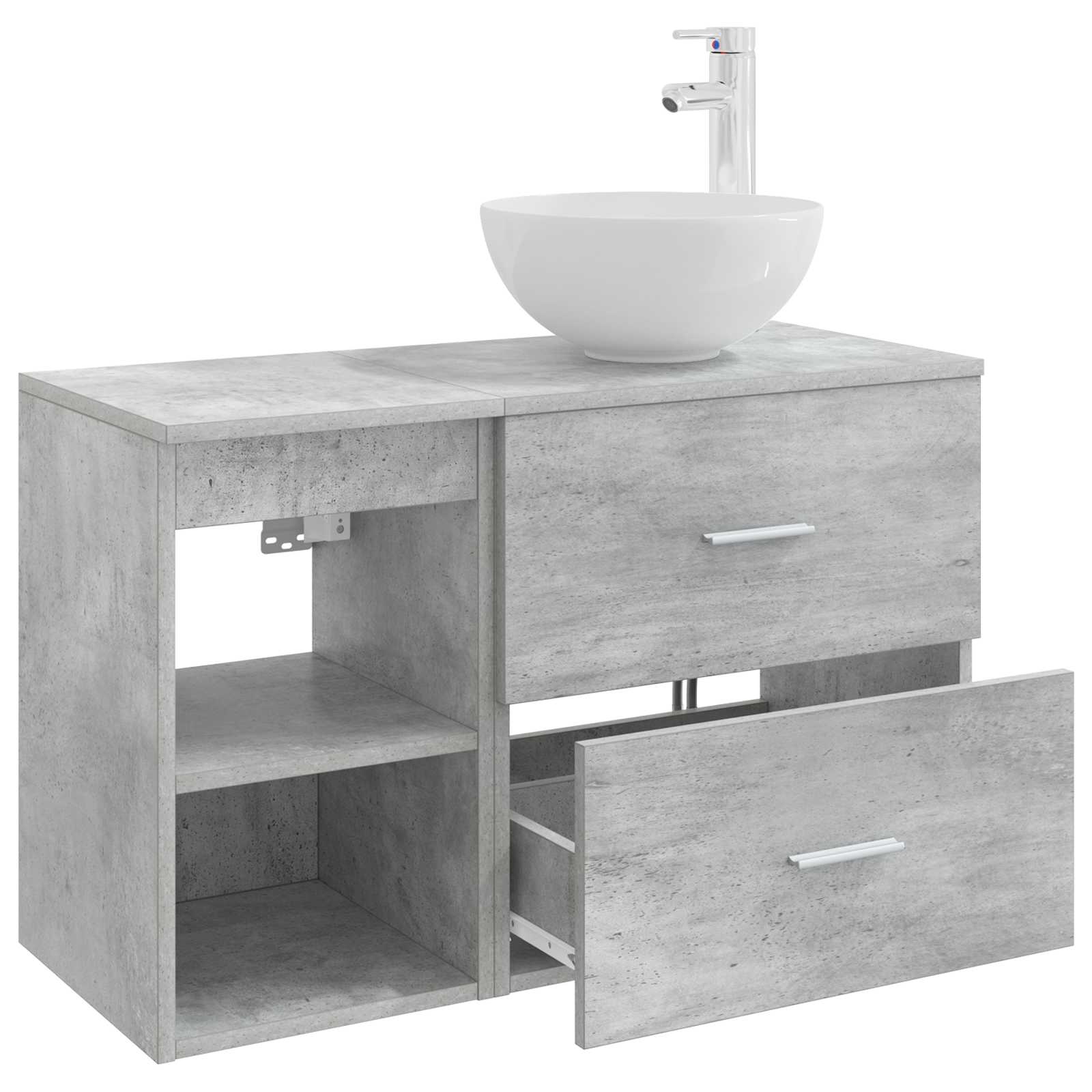 Badkamermeubelset 2 pcs Betongrijs Bewerkt hout is nu te koop bij PeponiXL, paradijselijk wonen!