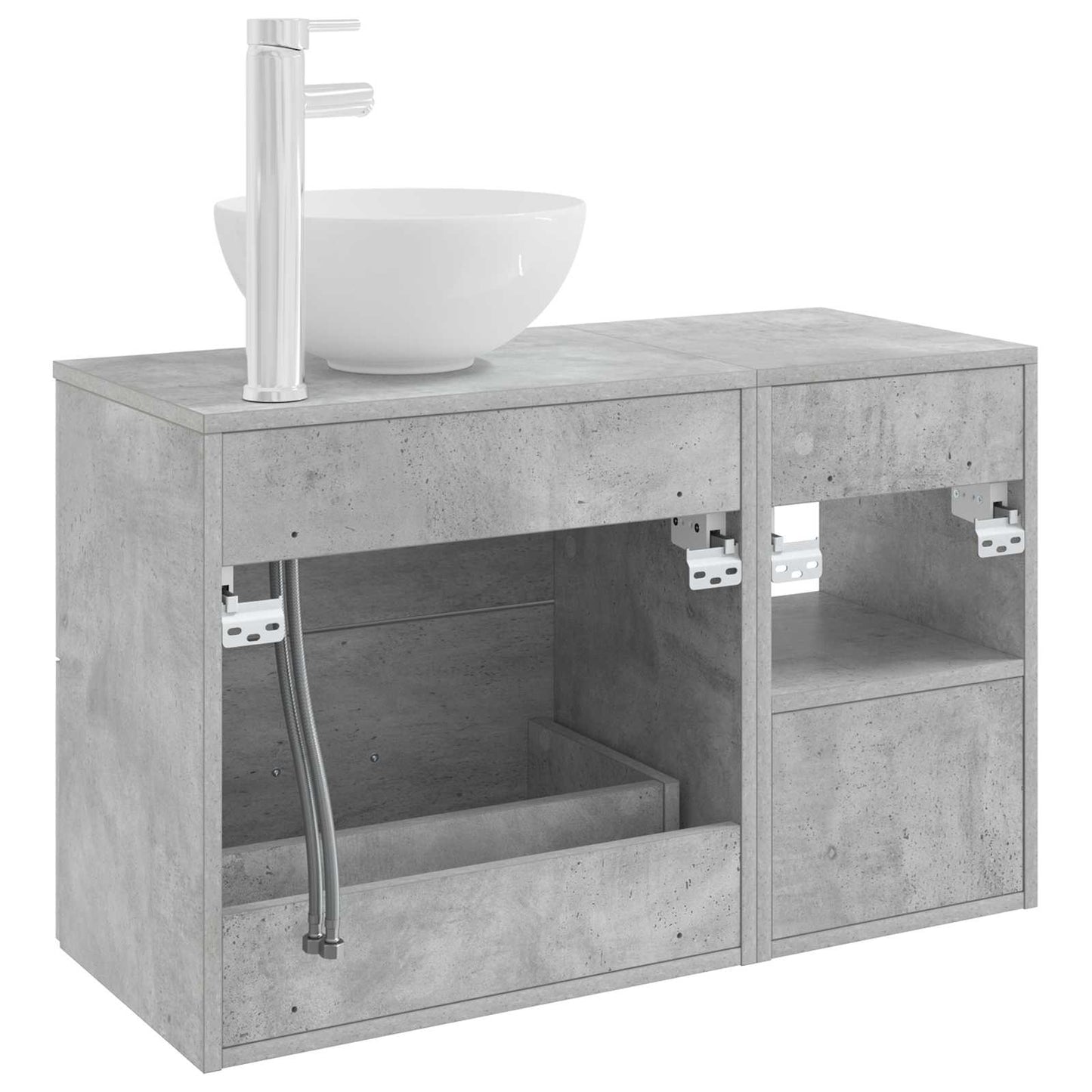 Badkamermeubelset 2 pcs Betongrijs Bewerkt hout is nu te koop bij PeponiXL, paradijselijk wonen!