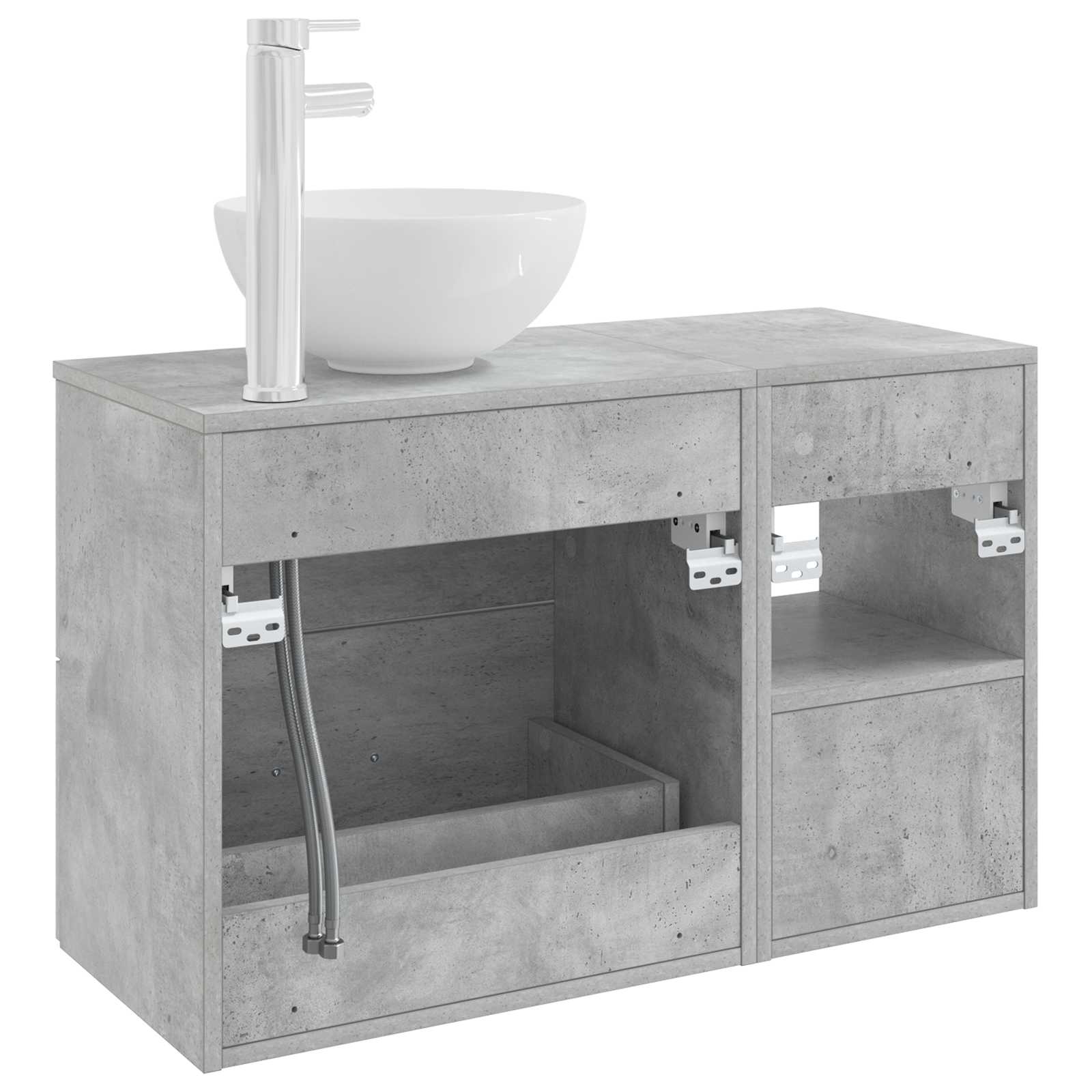 Badkamermeubelset 2 pcs Betongrijs Bewerkt hout is nu te koop bij PeponiXL, paradijselijk wonen!
