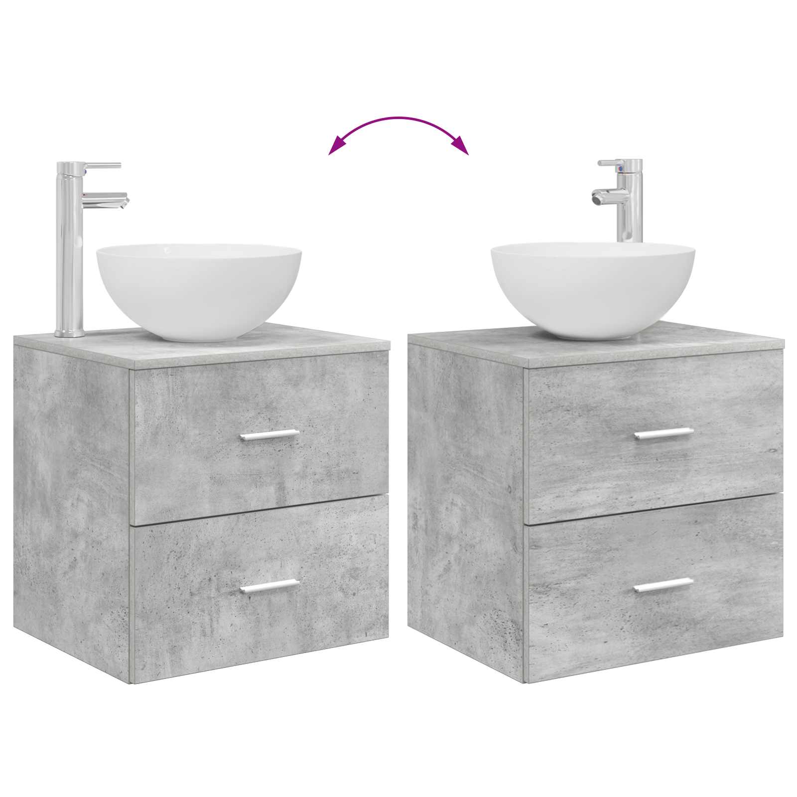 Badkamermeubelset 2 pcs Betongrijs Bewerkt hout is nu te koop bij PeponiXL, paradijselijk wonen!
