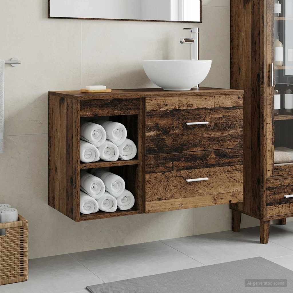 Badkamermeubelset 2 pcs Oud hout Bewerkt hout is nu te koop bij PeponiXL, paradijselijk wonen!
