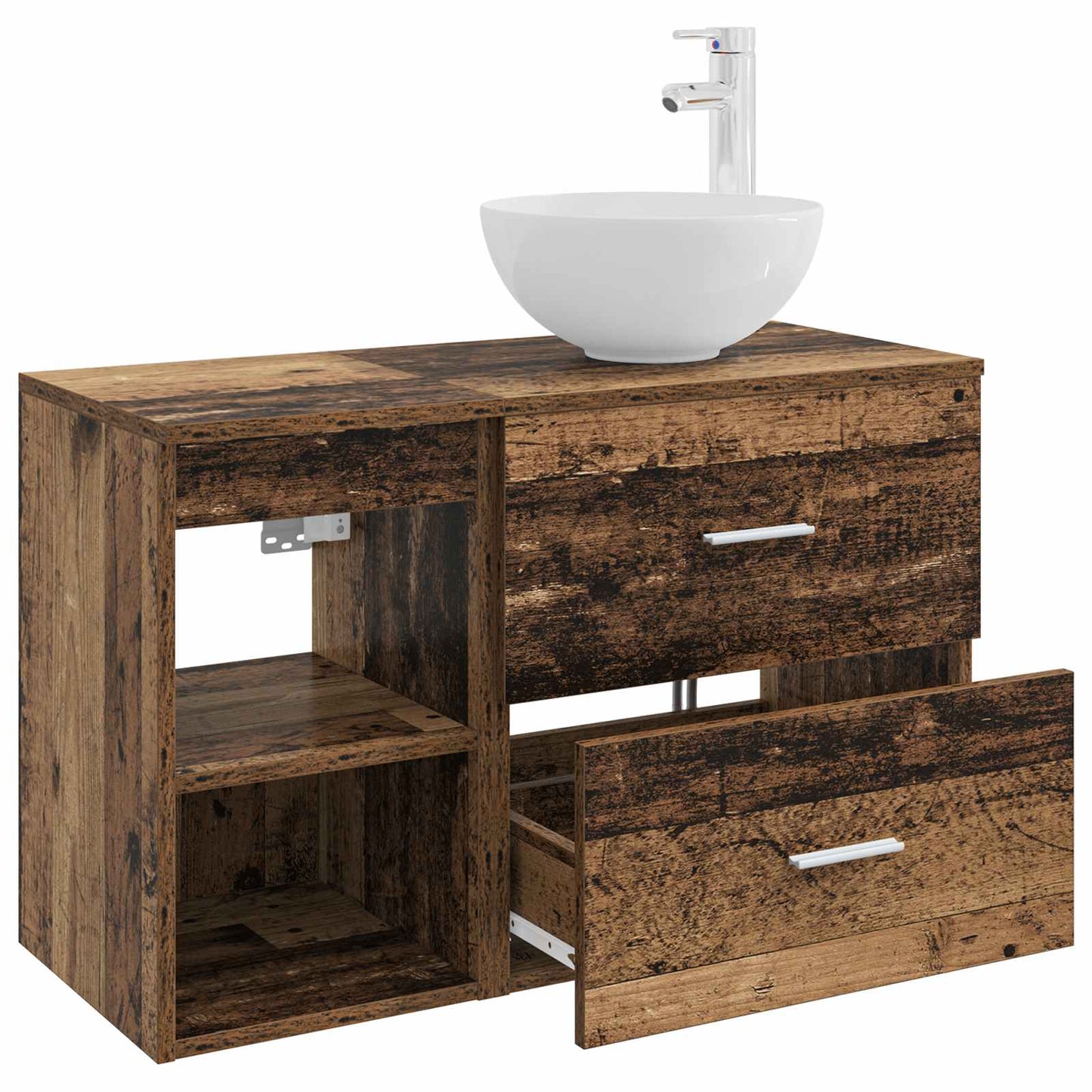 Badkamermeubelset 2 pcs Oud hout Bewerkt hout is nu te koop bij PeponiXL, paradijselijk wonen!