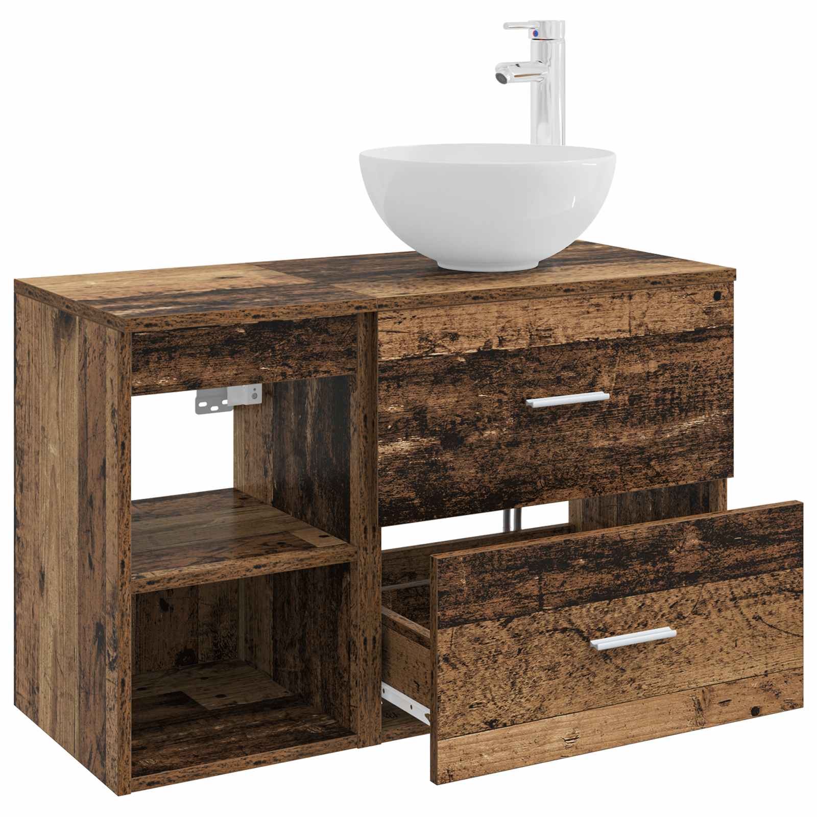 Badkamermeubelset 2 pcs Oud hout Bewerkt hout is nu te koop bij PeponiXL, paradijselijk wonen!