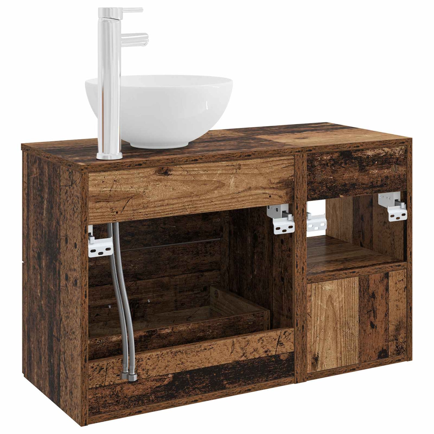Badkamermeubelset 2 pcs Oud hout Bewerkt hout is nu te koop bij PeponiXL, paradijselijk wonen!
