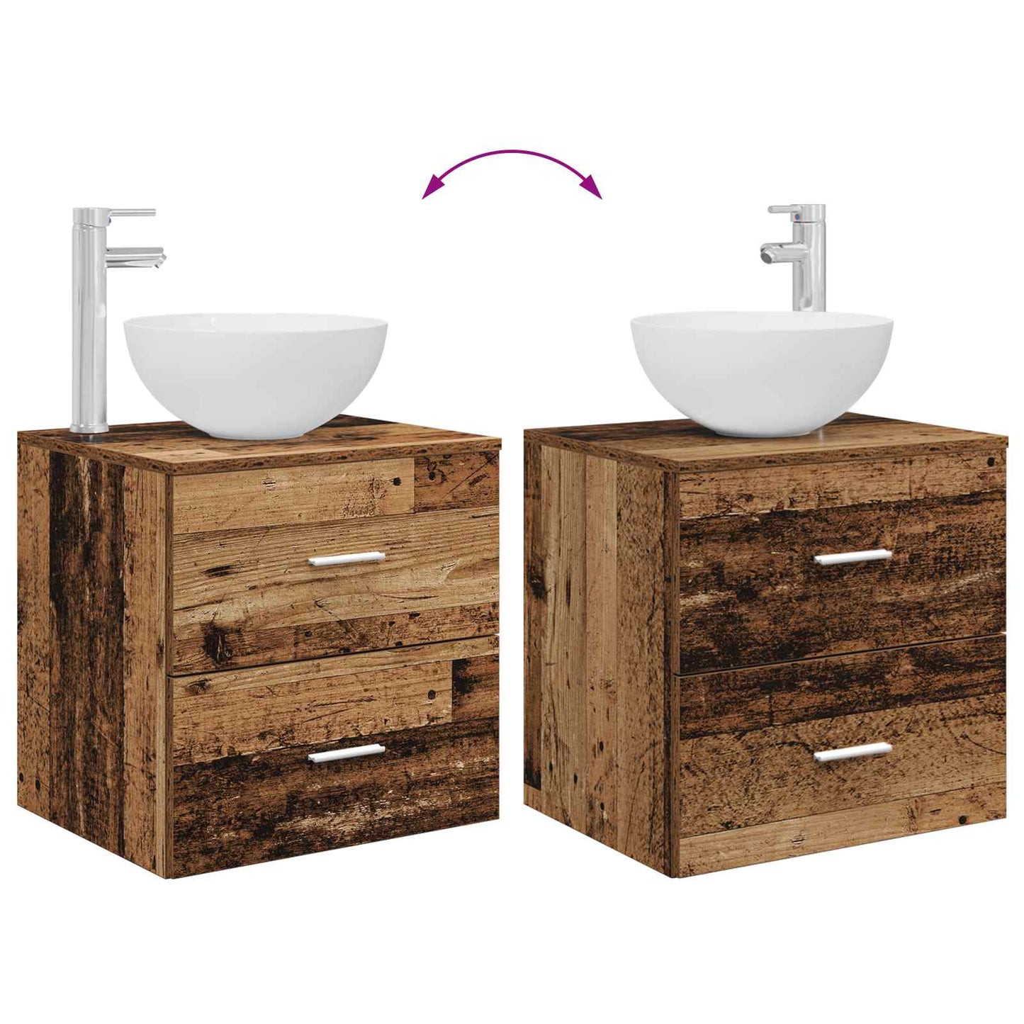Badkamermeubelset 2 pcs Oud hout Bewerkt hout is nu te koop bij PeponiXL, paradijselijk wonen!