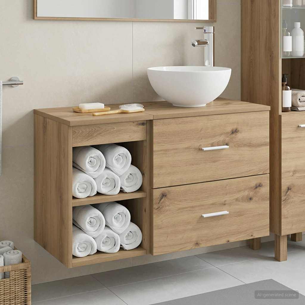 Badkamermeubelset 2 st Artisanaal eiken Bewerkt hout is nu te koop bij PeponiXL, paradijselijk wonen!