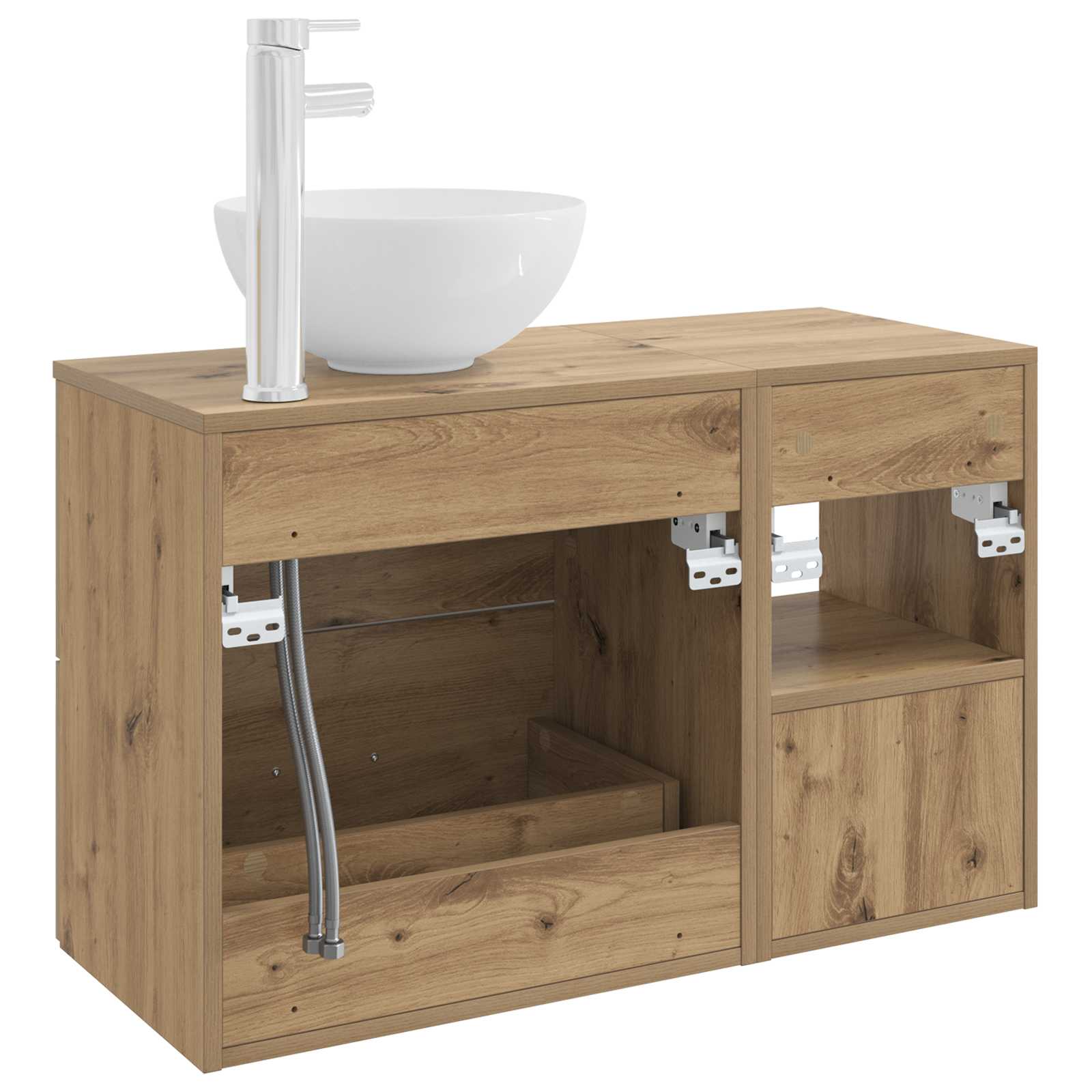 Badkamermeubelset 2 st Artisanaal eiken Bewerkt hout is nu te koop bij PeponiXL, paradijselijk wonen!