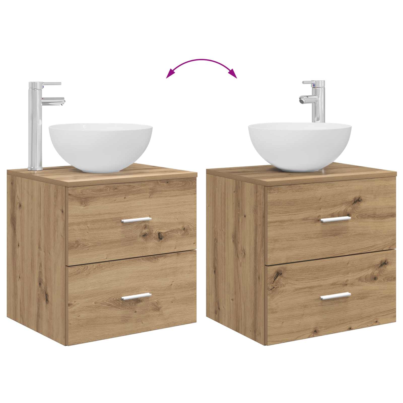 Badkamermeubelset 2 st Artisanaal eiken Bewerkt hout is nu te koop bij PeponiXL, paradijselijk wonen!