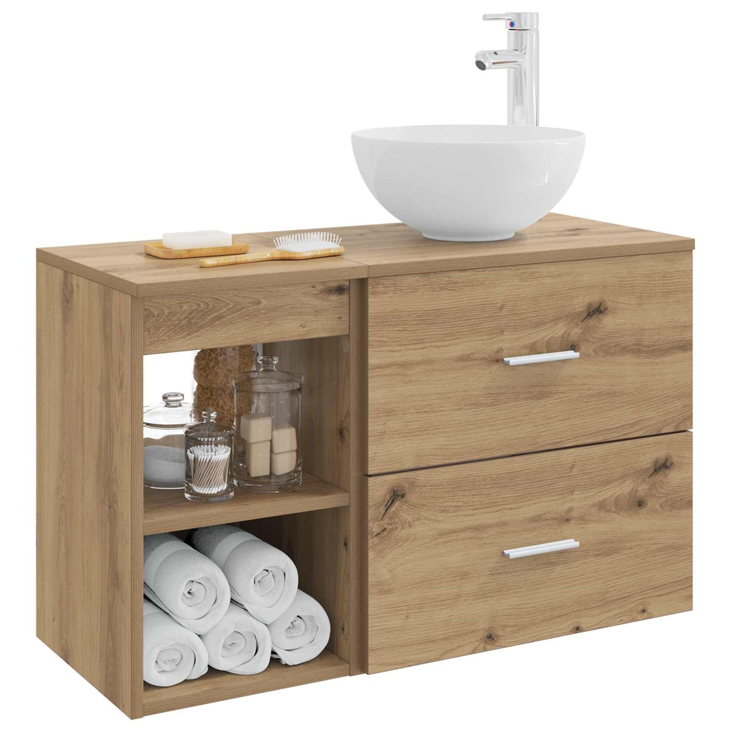 Badkamermeubelset 2 st Artisanaal eiken Bewerkt hout is nu te koop bij PeponiXL, paradijselijk wonen!