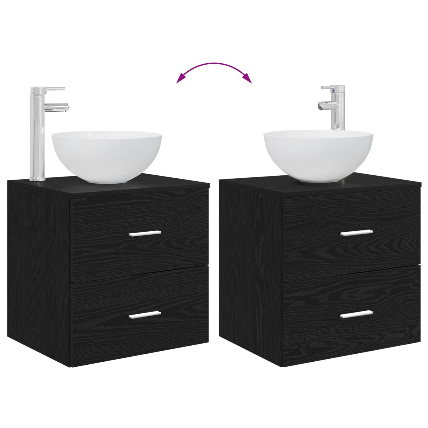 Badkamermeubelset 2 pcs Zwart eiken Bewerkt hout is nu te koop bij PeponiXL, paradijselijk wonen!