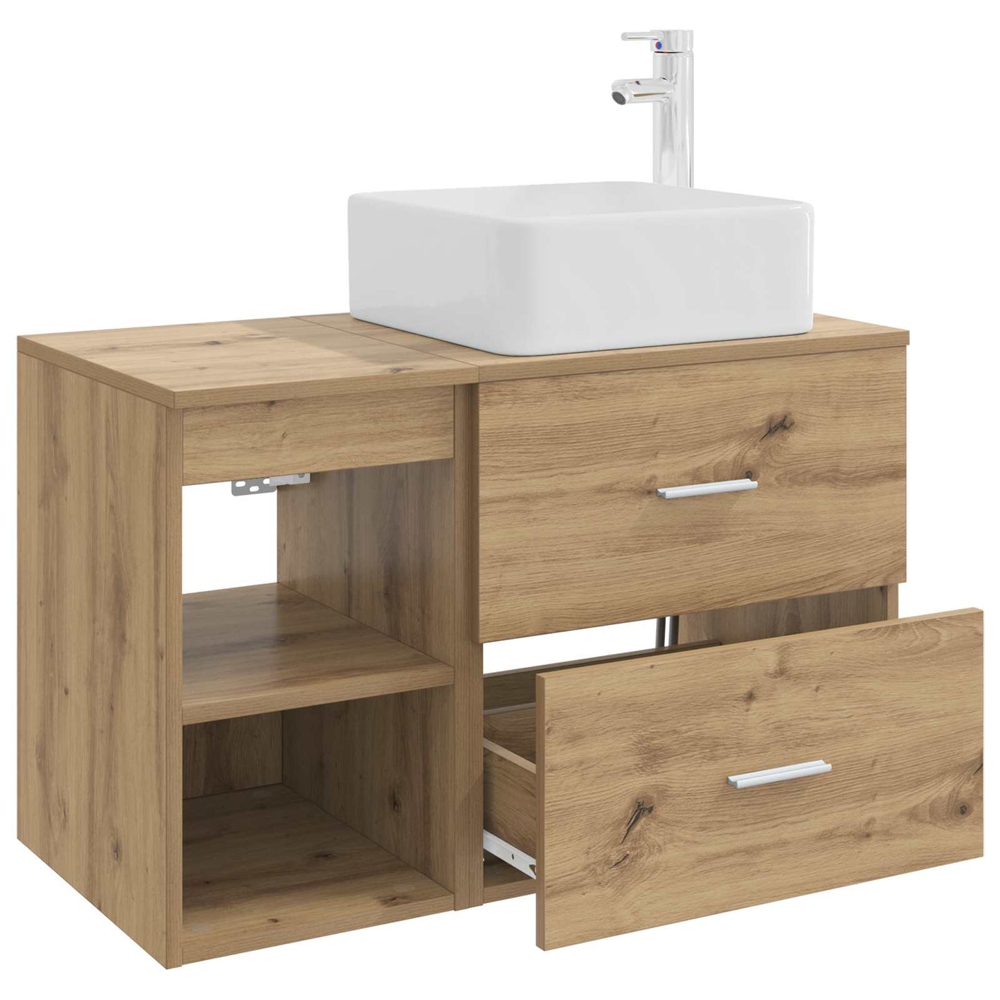 Badkamermeubelset 2 st Artisanaal eiken Bewerkt hout