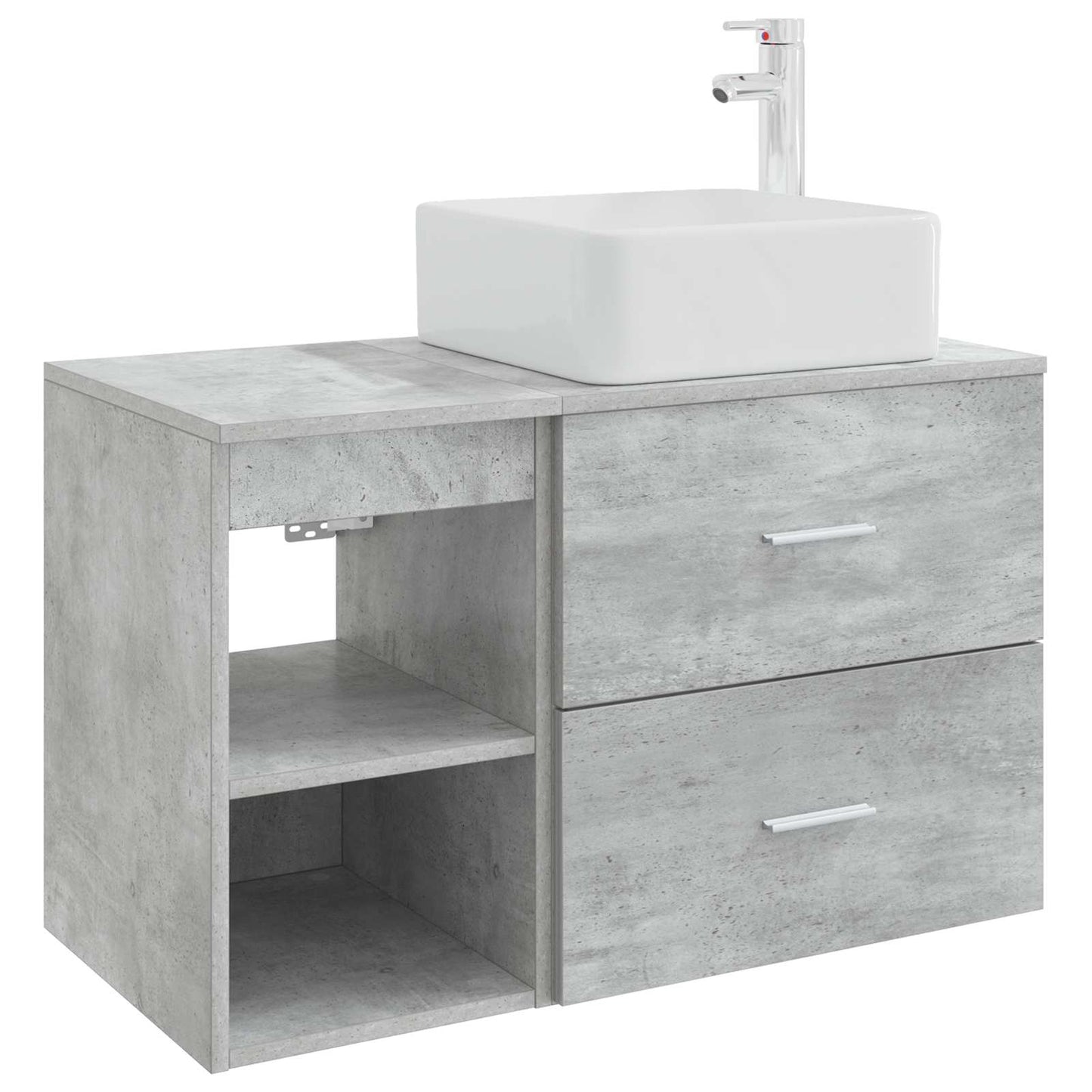 Badkamermeubelset 2 pcs Betongrijs Bewerkt hout is nu te koop bij PeponiXL, paradijselijk wonen!