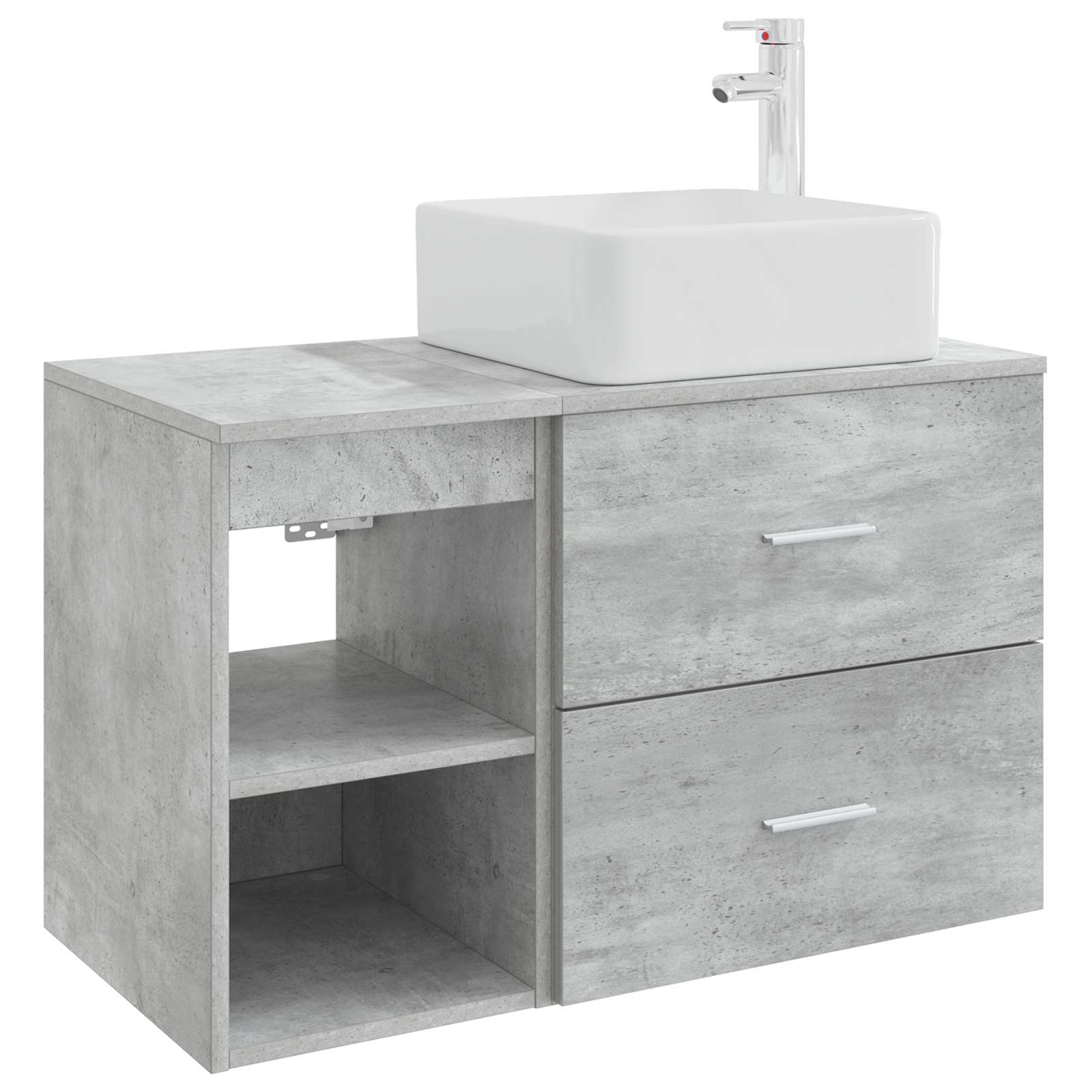 Badkamermeubelset 2 pcs Betongrijs Bewerkt hout is nu te koop bij PeponiXL, paradijselijk wonen!