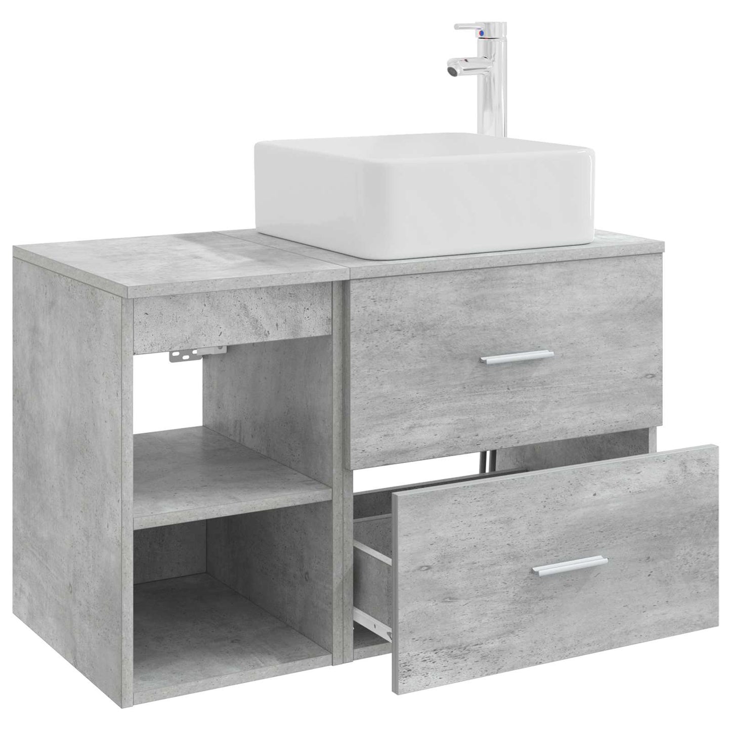 Badkamermeubelset 2 pcs Betongrijs Bewerkt hout is nu te koop bij PeponiXL, paradijselijk wonen!