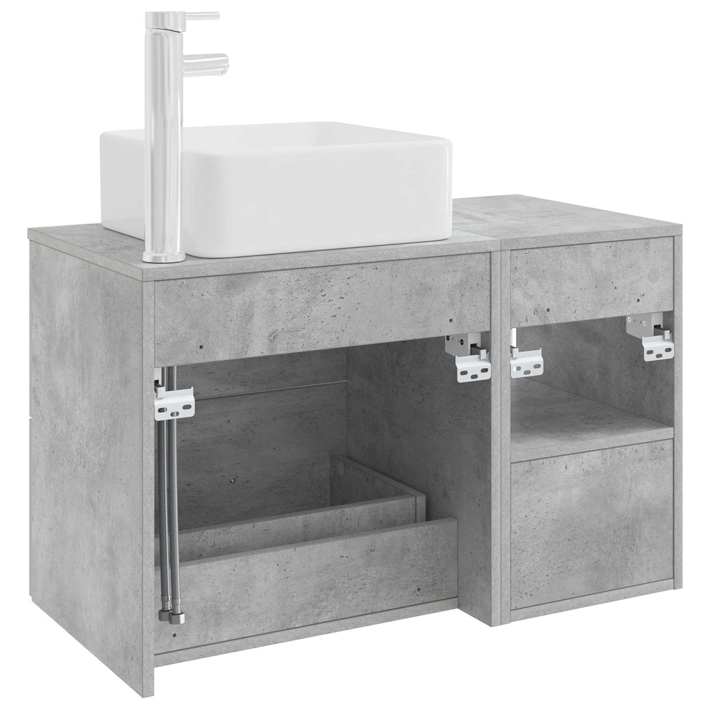Badkamermeubelset 2 pcs Betongrijs Bewerkt hout is nu te koop bij PeponiXL, paradijselijk wonen!