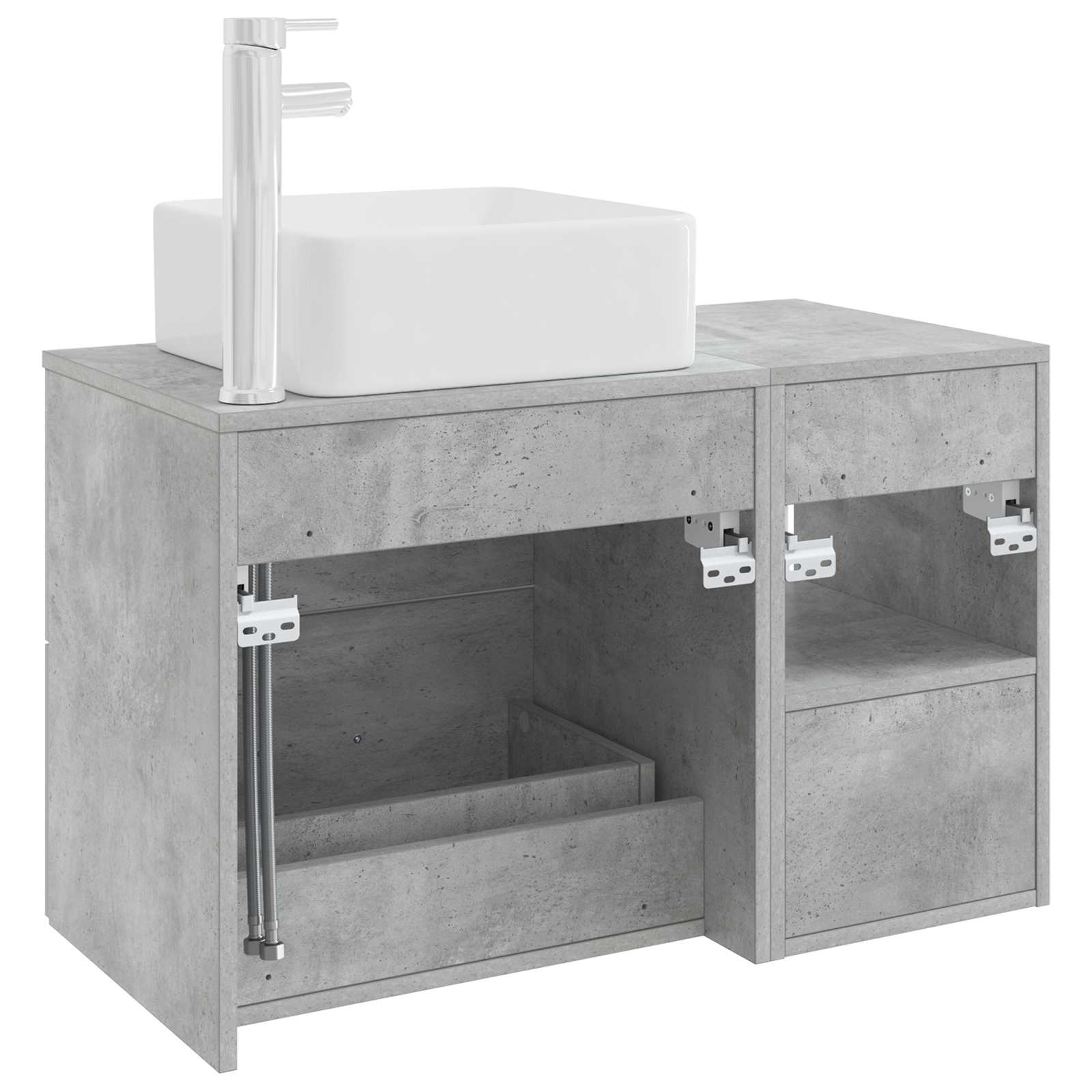 Badkamermeubelset 2 pcs Betongrijs Bewerkt hout is nu te koop bij PeponiXL, paradijselijk wonen!