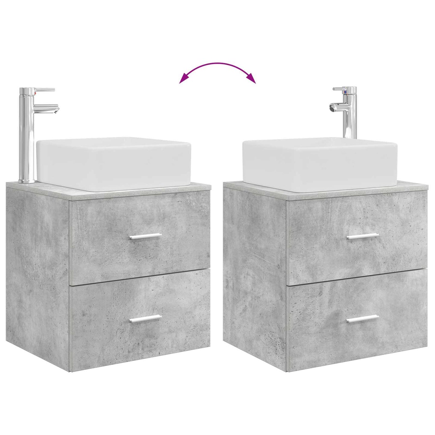 Badkamermeubelset 2 pcs Betongrijs Bewerkt hout is nu te koop bij PeponiXL, paradijselijk wonen!
