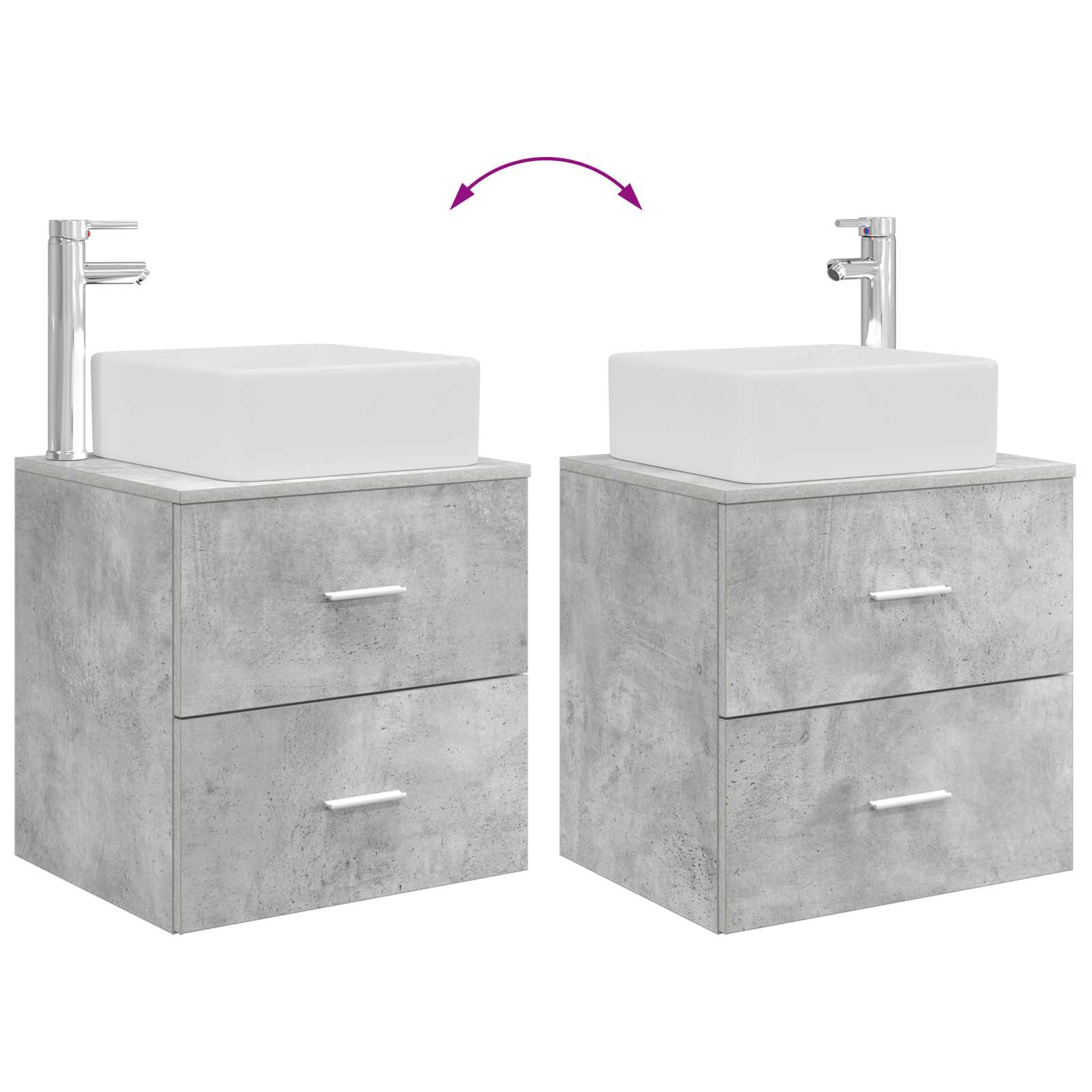 Badkamermeubelset 2 pcs Betongrijs Bewerkt hout is nu te koop bij PeponiXL, paradijselijk wonen!
