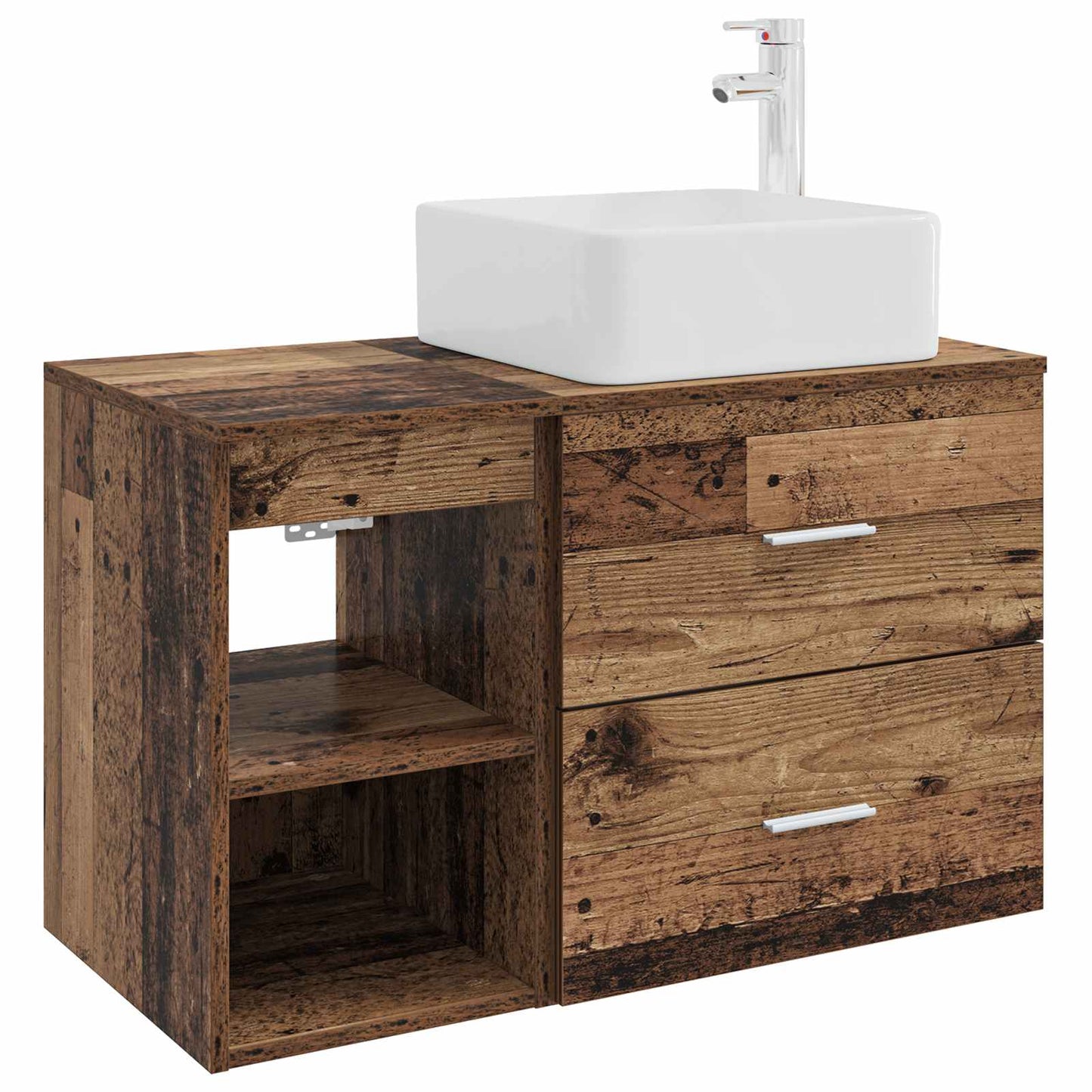 Badkamermeubelset 2 pcs Oud hout Bewerkt hout is nu te koop bij PeponiXL, paradijselijk wonen!