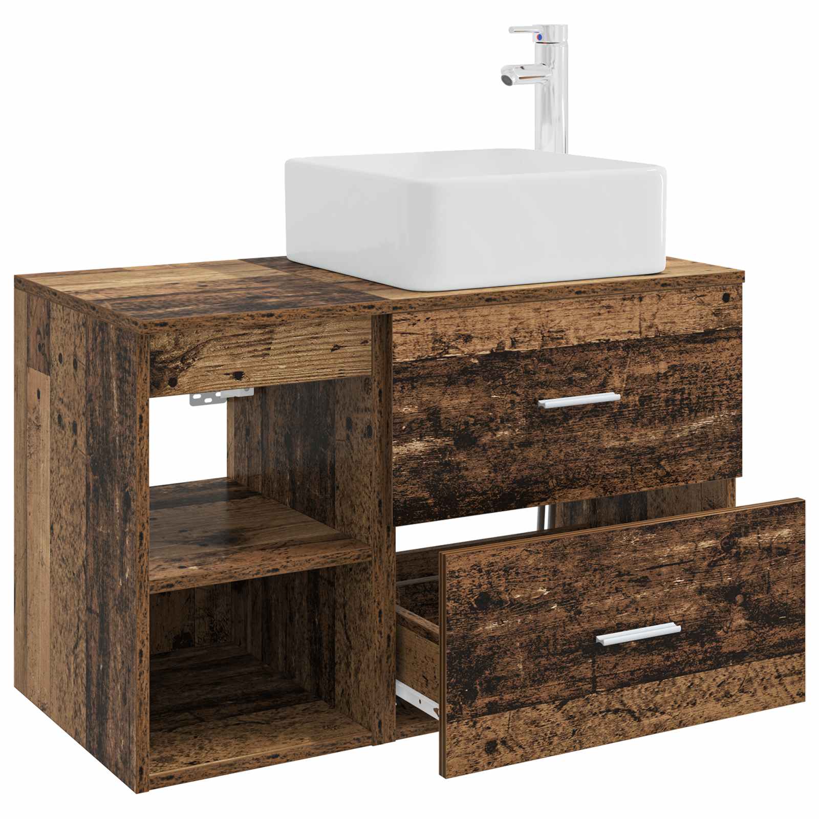 Badkamermeubelset 2 pcs Oud hout Bewerkt hout is nu te koop bij PeponiXL, paradijselijk wonen!
