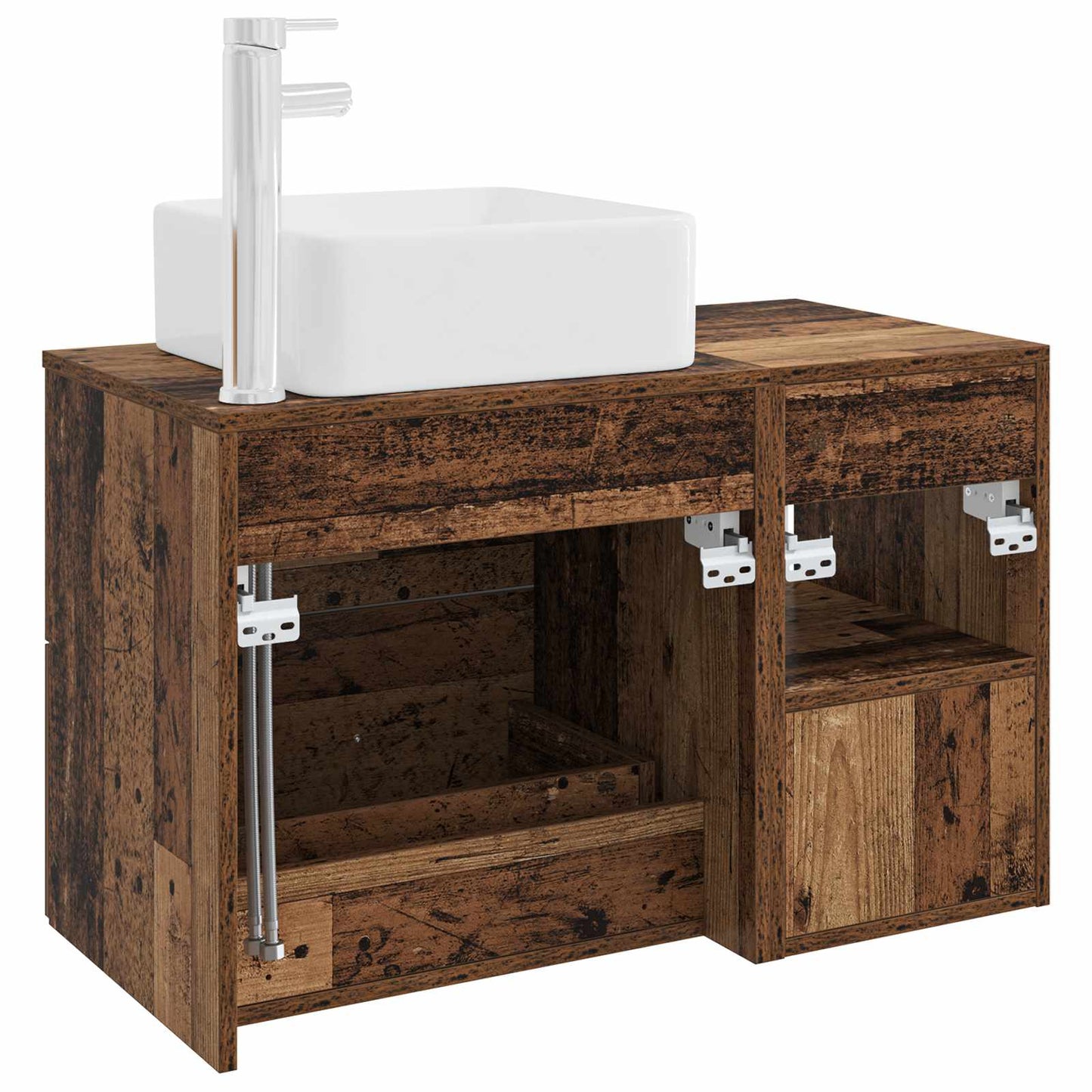 Badkamermeubelset 2 pcs Oud hout Bewerkt hout is nu te koop bij PeponiXL, paradijselijk wonen!