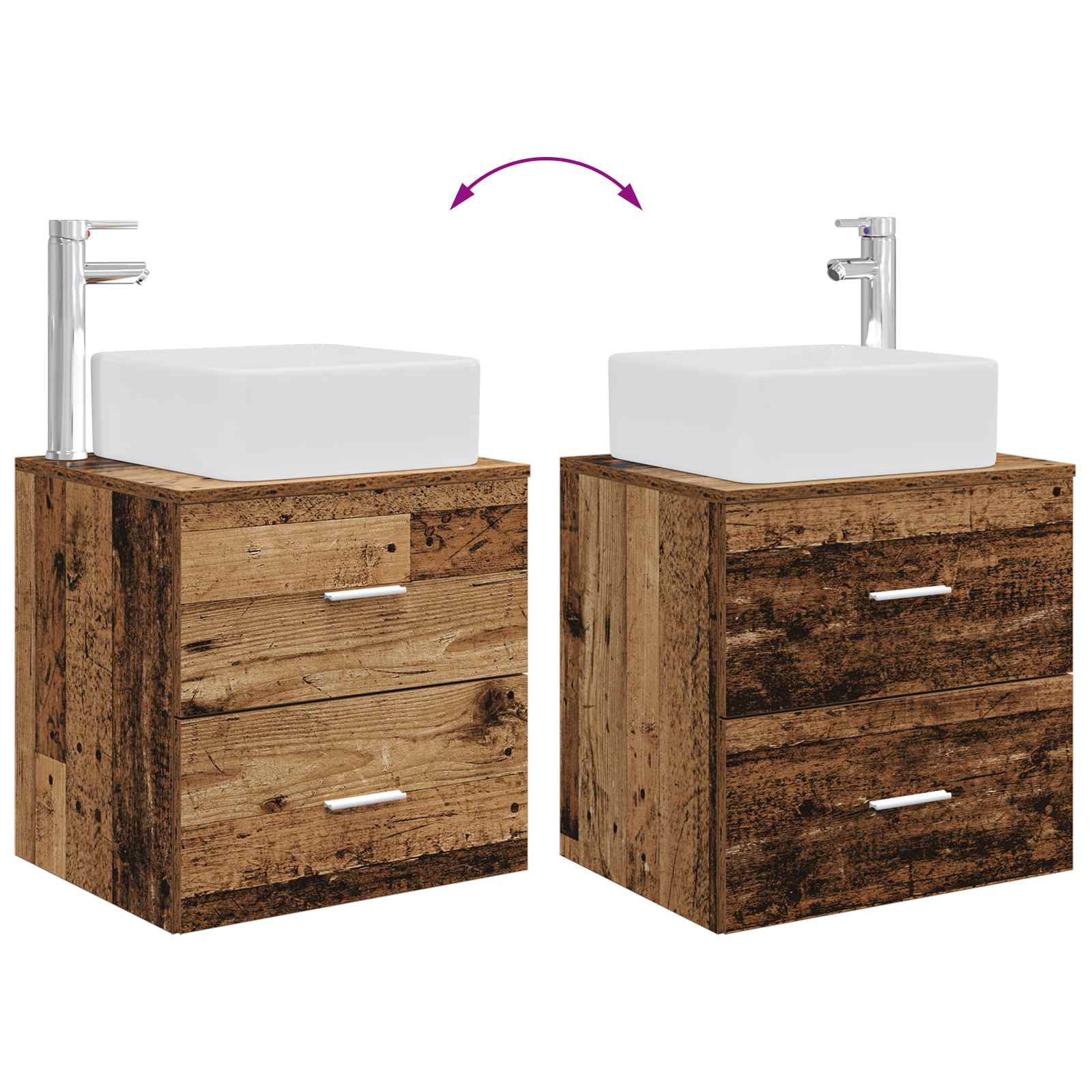 Badkamermeubelset 2 pcs Oud hout Bewerkt hout is nu te koop bij PeponiXL, paradijselijk wonen!